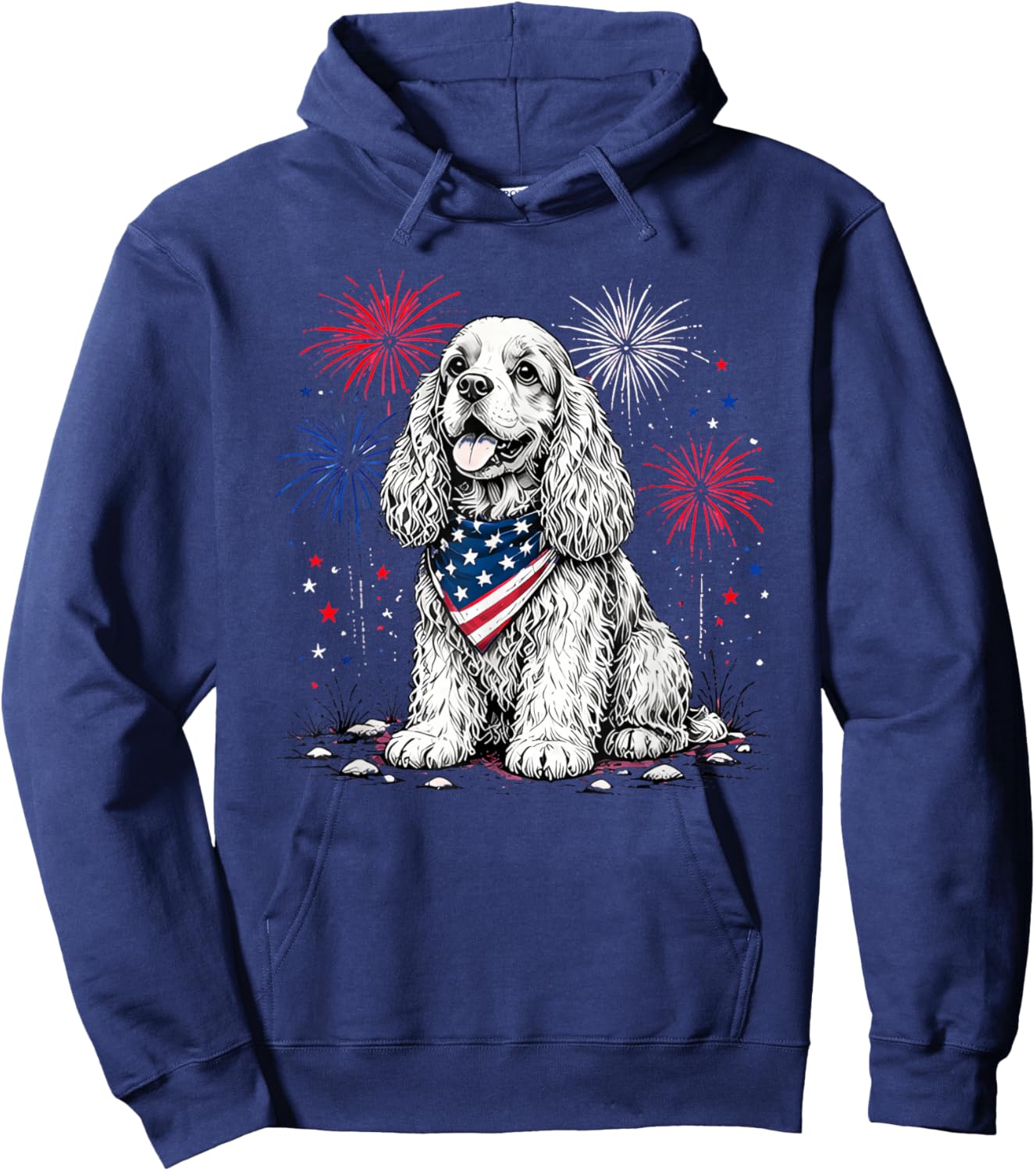 Cocker Spaniel America's 250th Patriotic Fireworks Animal Hoodie - Hoodie | Navy