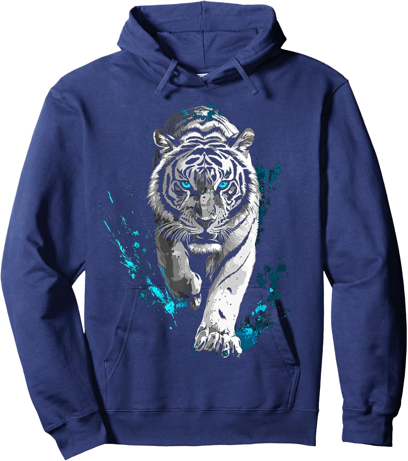 Tiger Animal Graphic Blue Eyes Art Tiger Hoodie - Hoodie | Navy