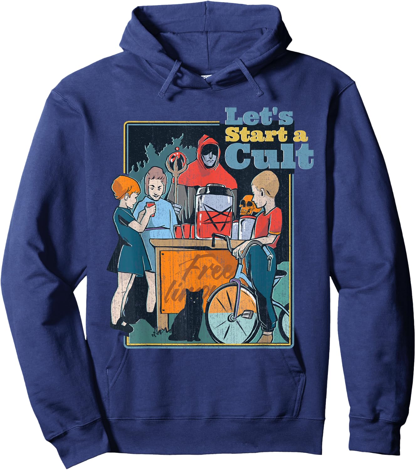 Let's Start A Cult Funny Vintage Child Game Demons Gift Hoodie - Hoodie | Navy