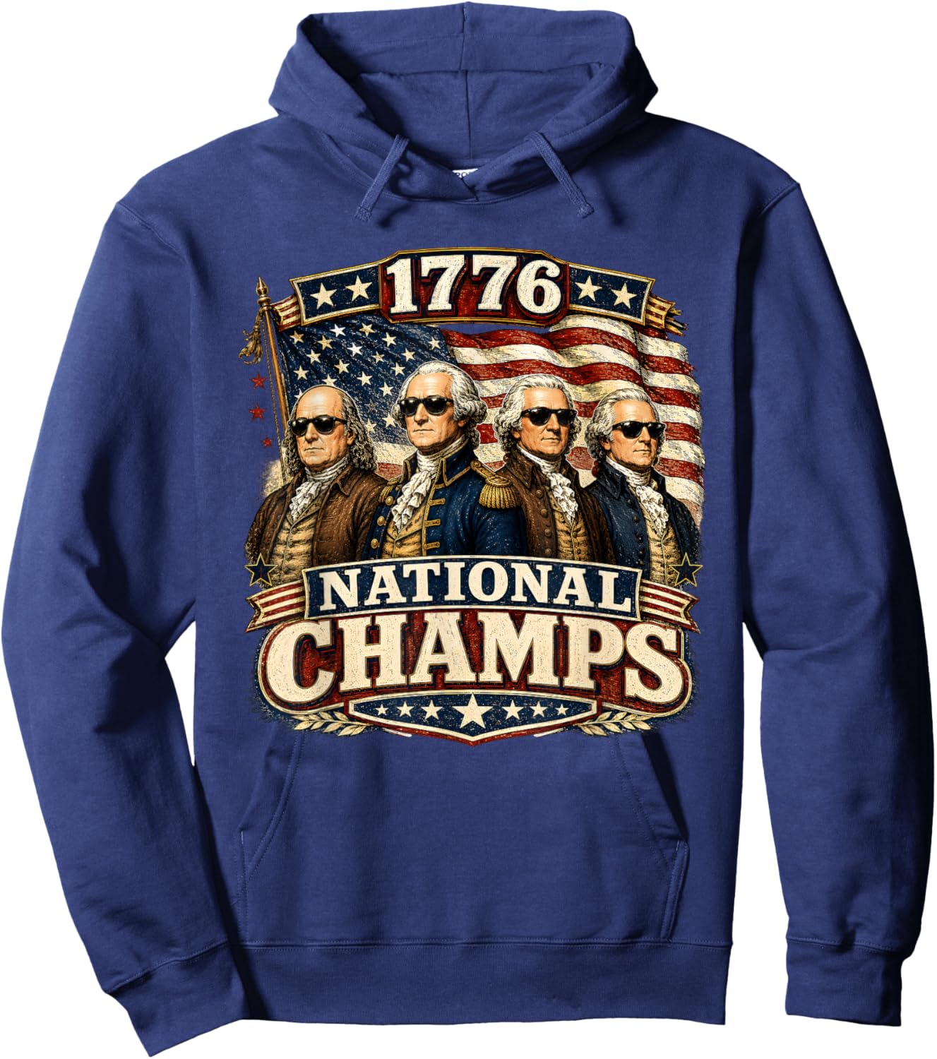 1776 National Champs Funny Patriotic America Founding Father Hoodie - Hoodie | Navy