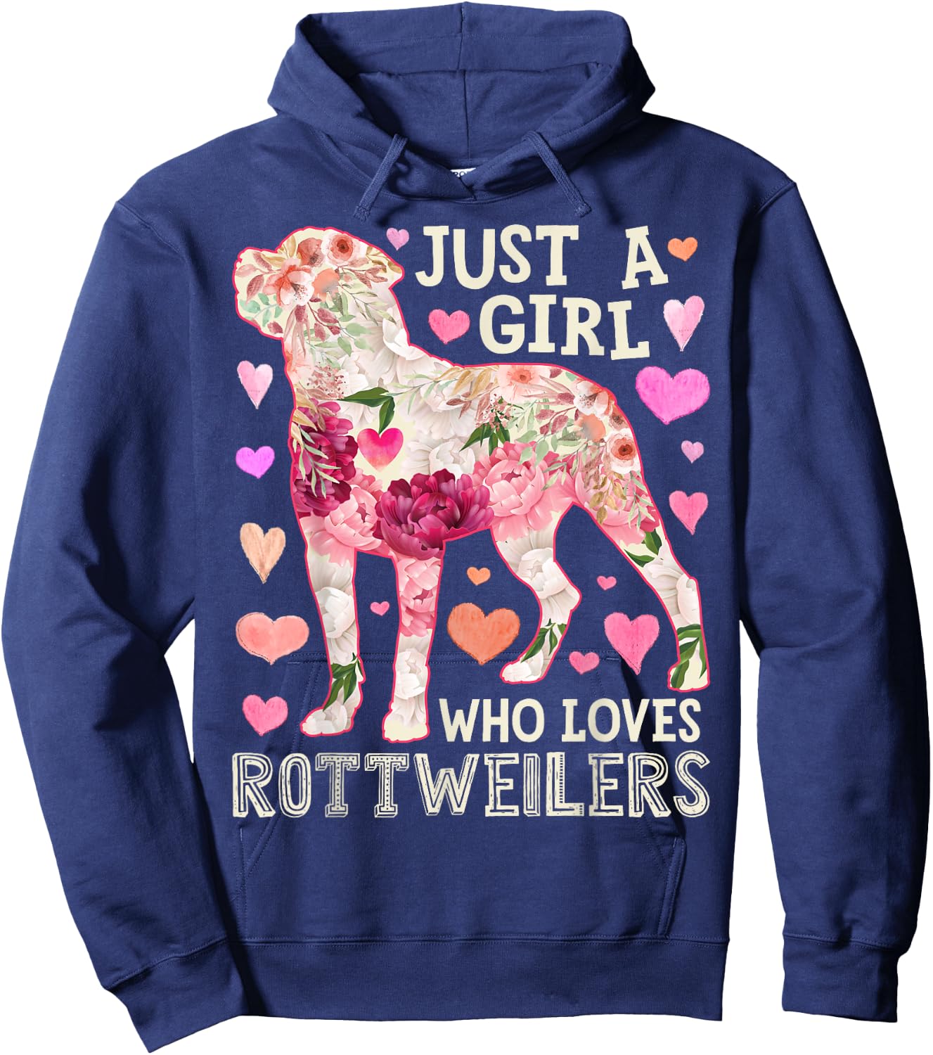 Rottweiler Just A Girl Who Loves Dog Flower Women Floral Hoodie - Hoodie | Navy