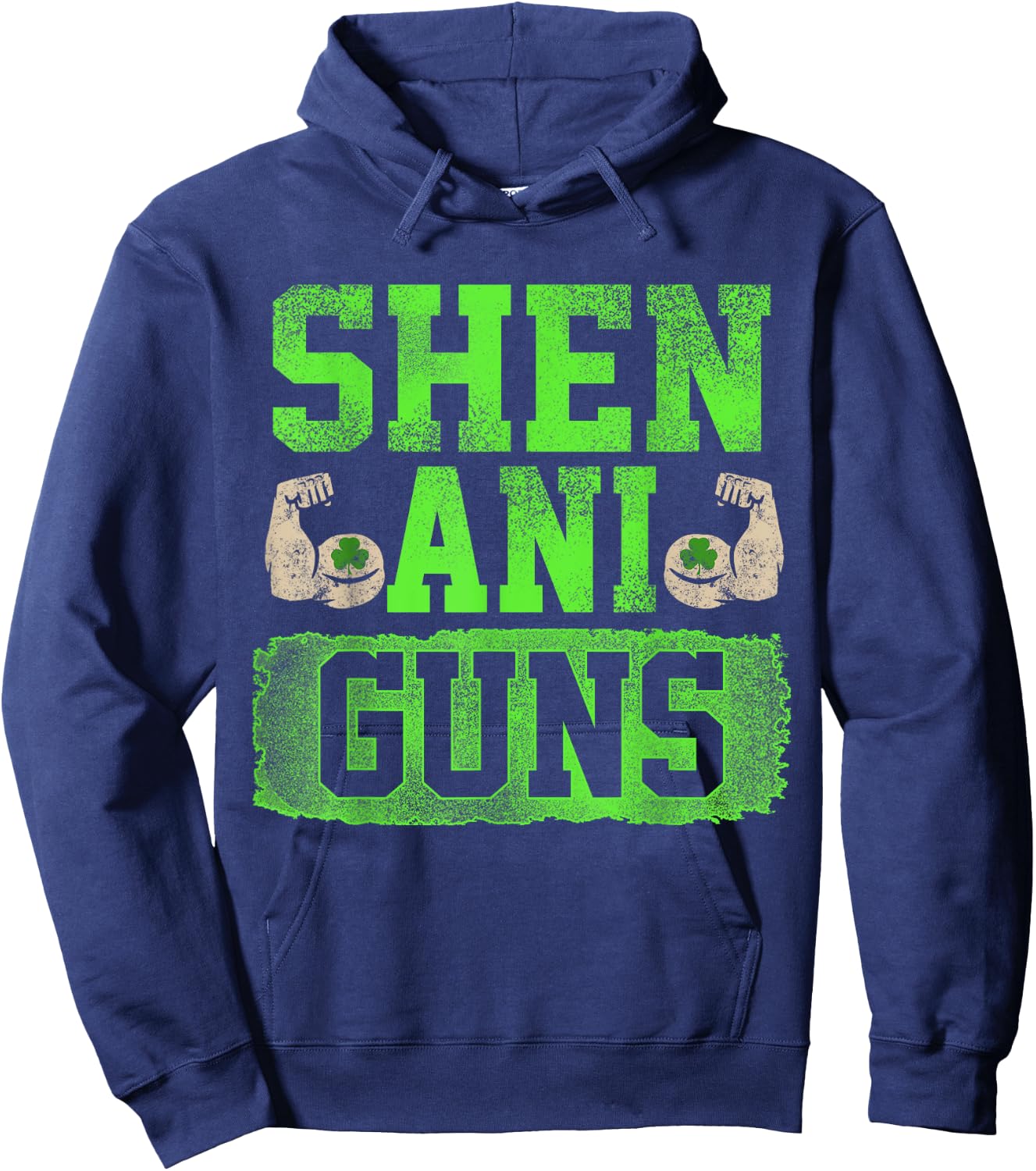 Funny Fitness Quote St Patricks Day Shenaniguns Gains Hoodie - Hoodie | Navy