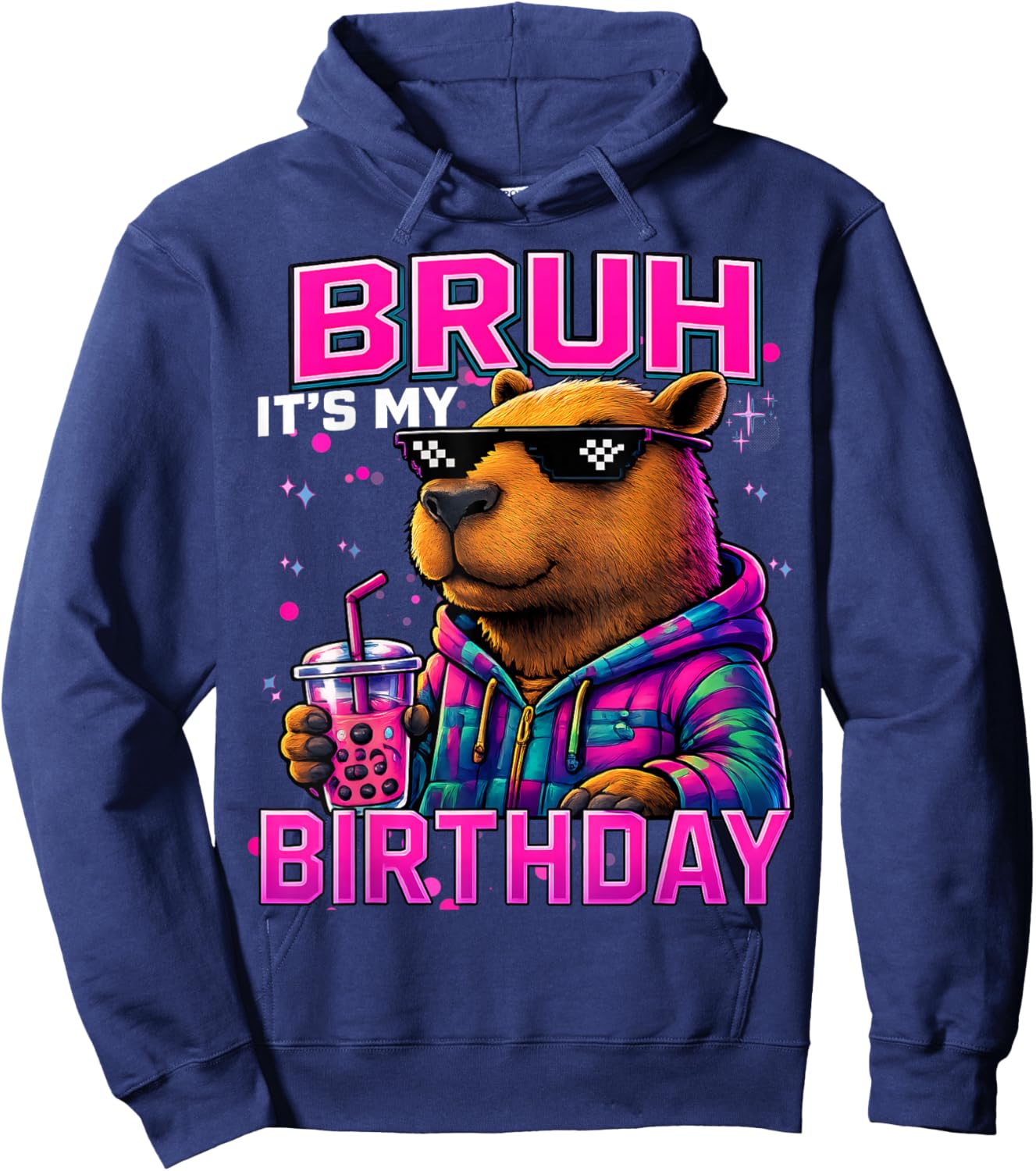 Its My Birthday Boy Funny Capybara Birthday Girl Gamer Party Hoodie - Hoodie | Navy