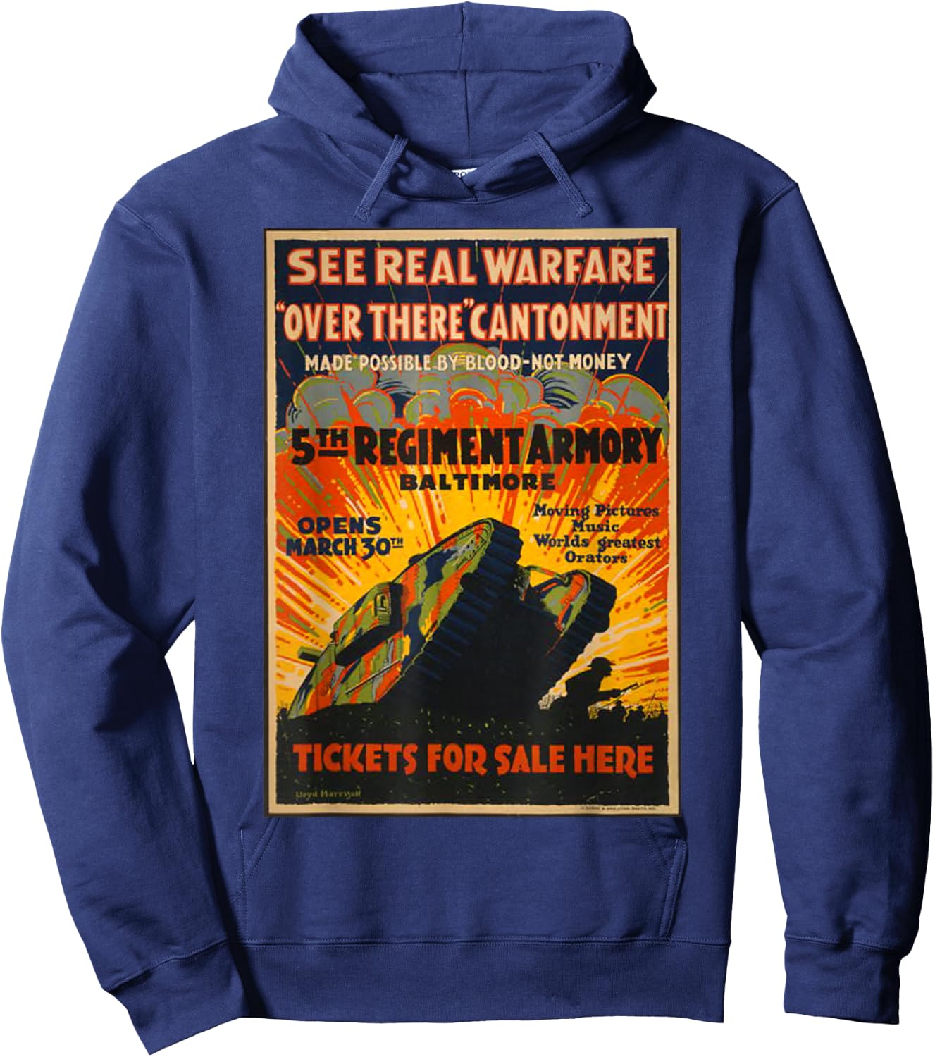Vintage WW1 WWI Retro Poster World War Advertising Hoodie - Hoodie | Navy