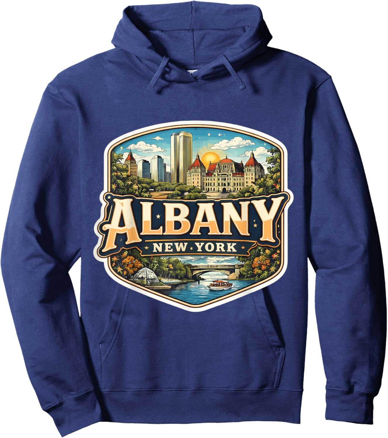Albany New York Souvenir City State Capital Retro Vintage Hoodie - Hoodie | Navy
