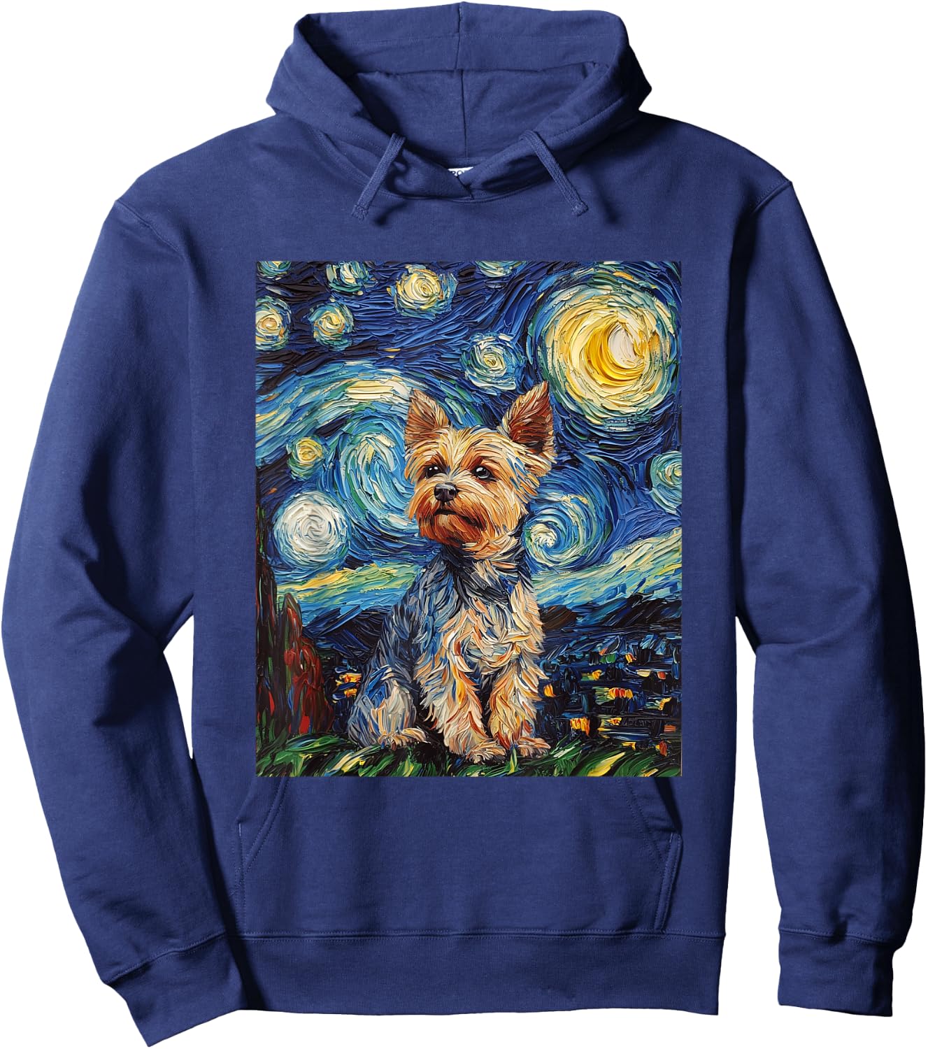 Yorkshire Terrier Yorkie Dog Van Gogh Style Starry Night Hoodie - Hoodie | Navy