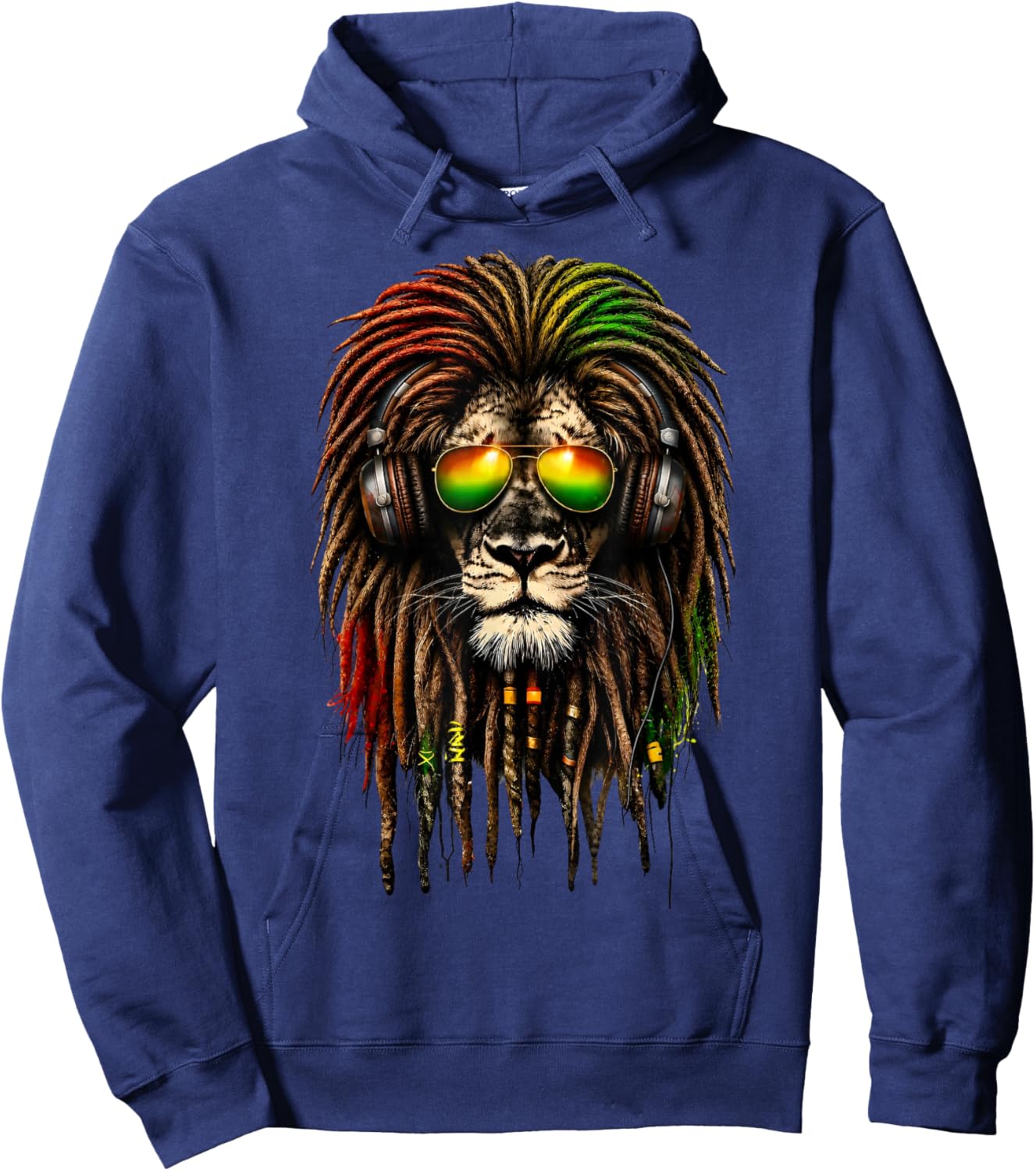 Rasta Lion Shirt Afro Music Vibes Reggae Lion Hoodie - Hoodie | Navy