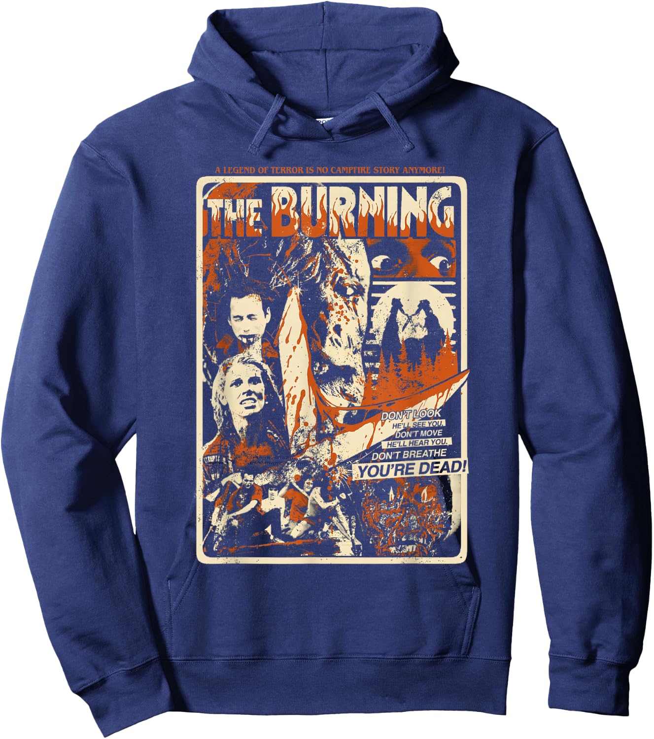 Retro Halloween Movie Poster Oldschool Burning Killer Hoodie - Hoodie | Navy