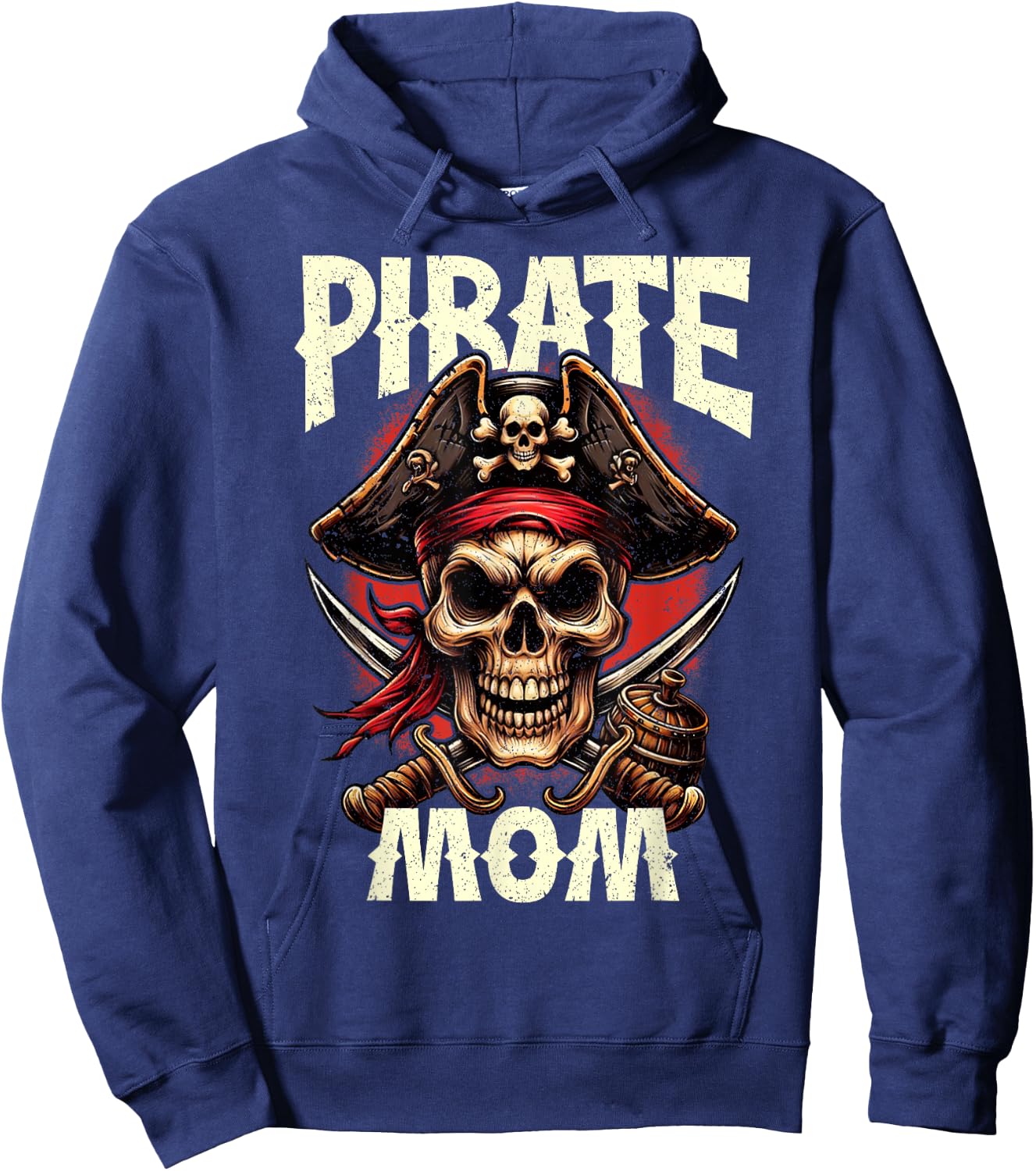 Pirate Mom Skull Jolly Roger Flag Halloween Pirate Family Hoodie - Hoodie | Navy