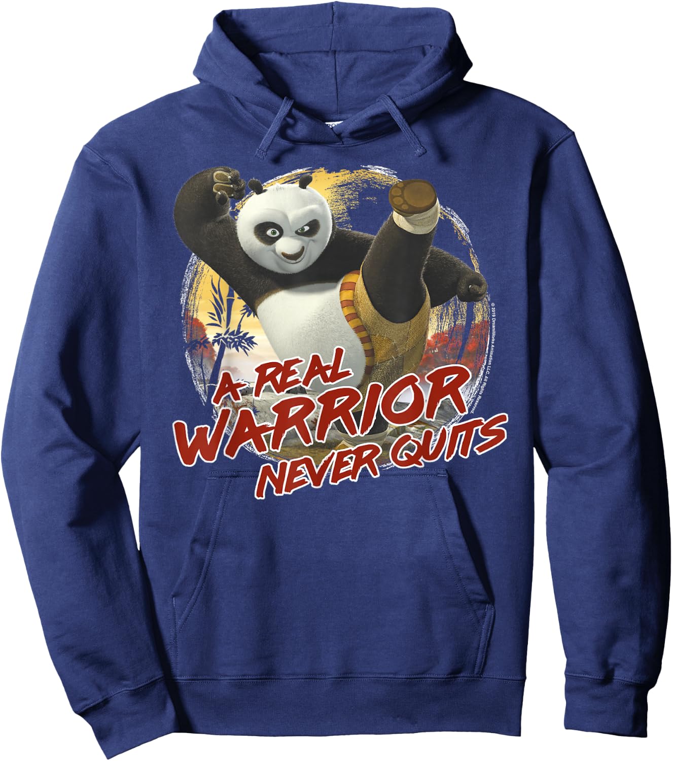 Kung Fu Panda 2 Po A Real Warrior Never Quits Action Pose Hoodie - Hoodie | Navy