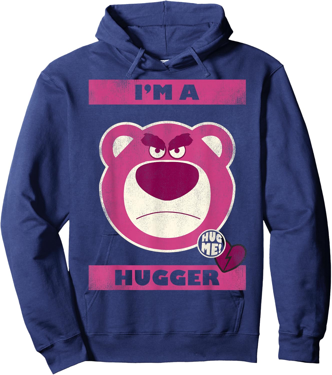 Disney Pixar Toy Story Lotso Bear I'm a Hugger Hearts Hoodie - Hoodie | Navy