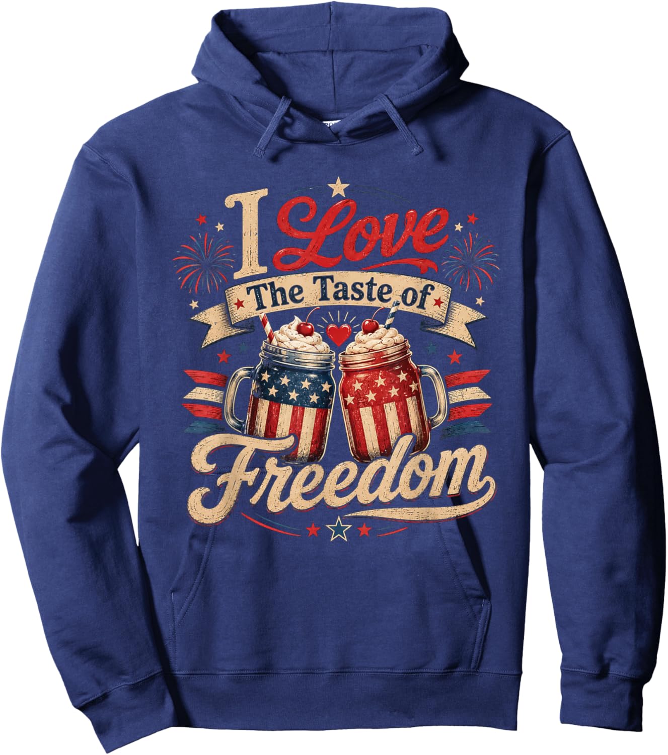 I Love The Taste of Freedom Matching 4th of July Couple Hoodie - Hoodie | Navy