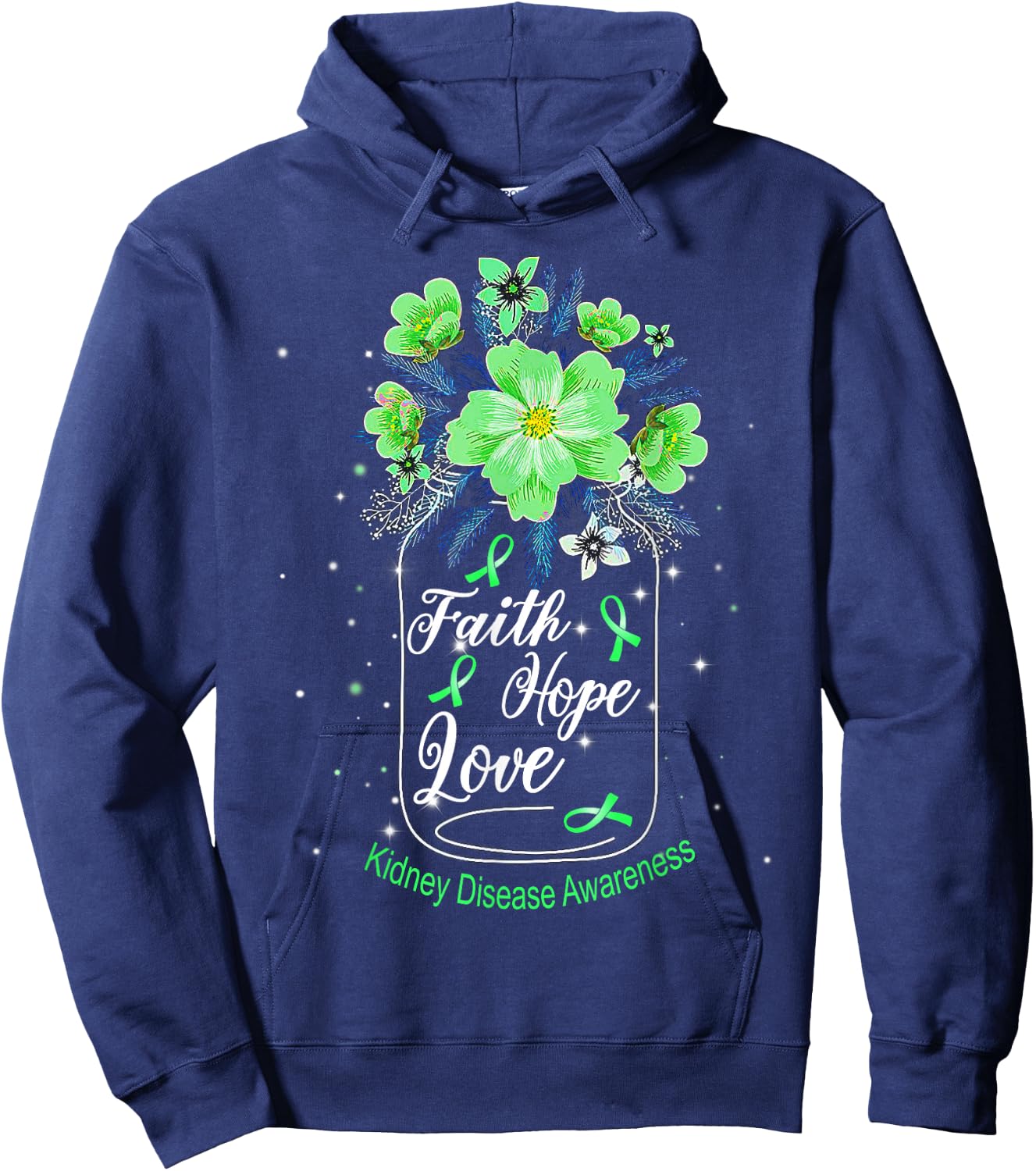 Faith Hope Love Kidney Disease Awareness Hoodie - Hoodie | Navy