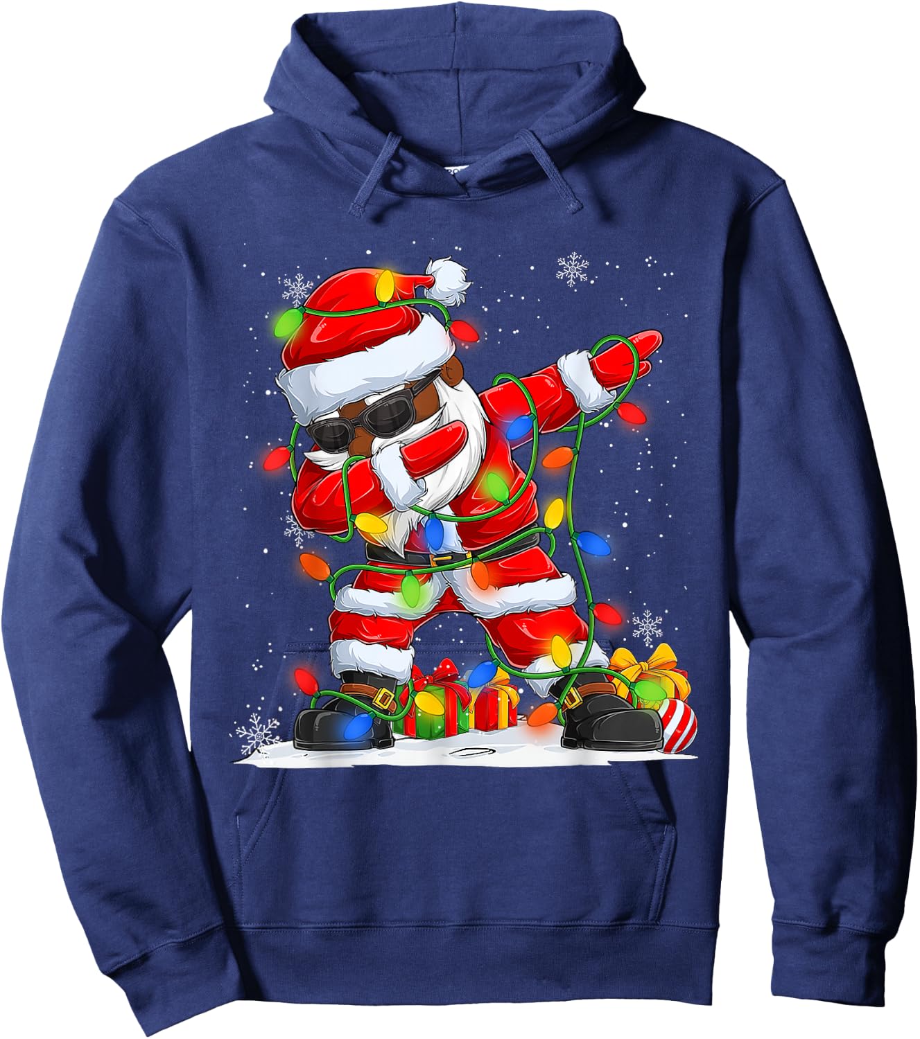 Dabbing Santa Black African American Men Boys Christmas 2025 Hoodie - Hoodie | Navy