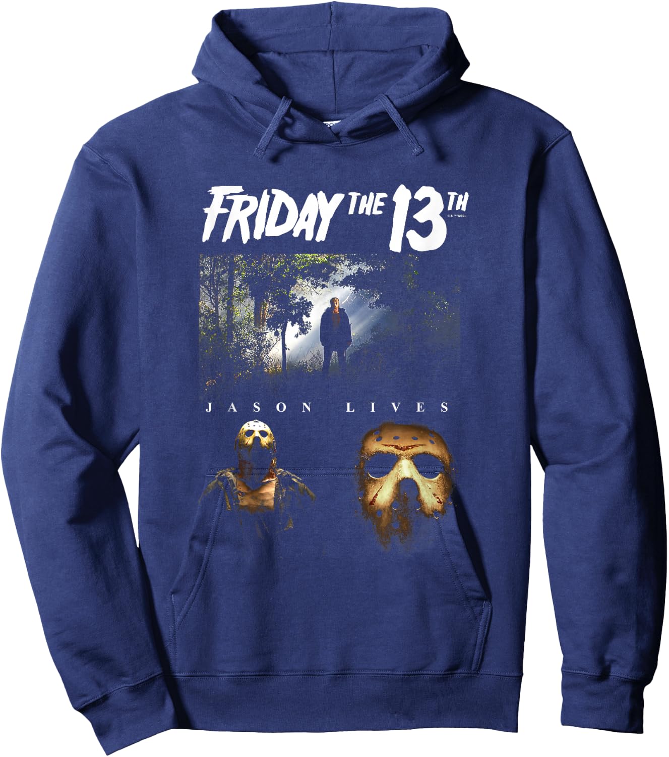 Friday The 13th Iconic Jason Voorhees Lives Big Chest Poster Hoodie - Hoodie | Navy
