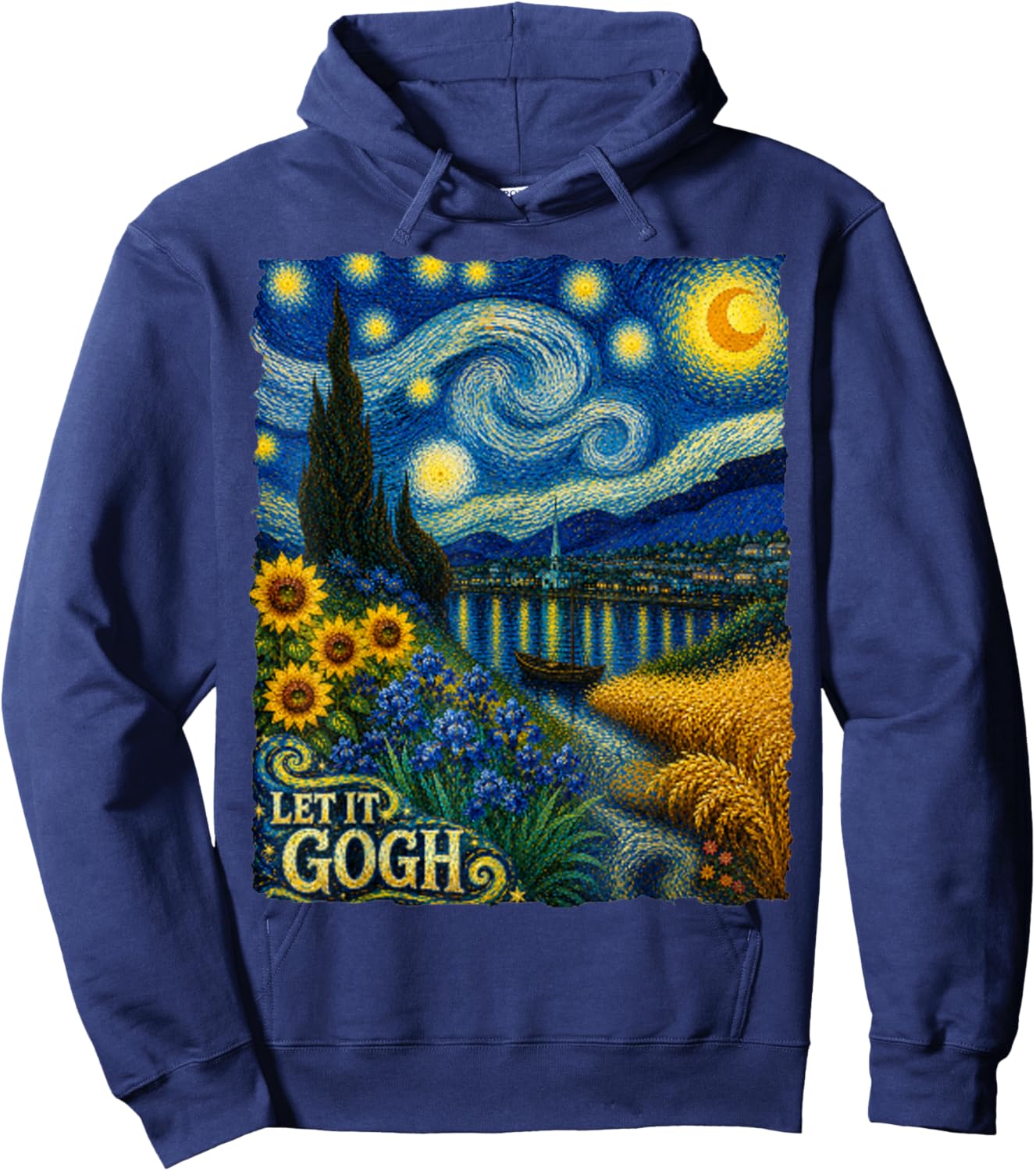 Let it Gogh Vincent Van Gogh Starry Night Gift Women Hoodie - Hoodie | Navy