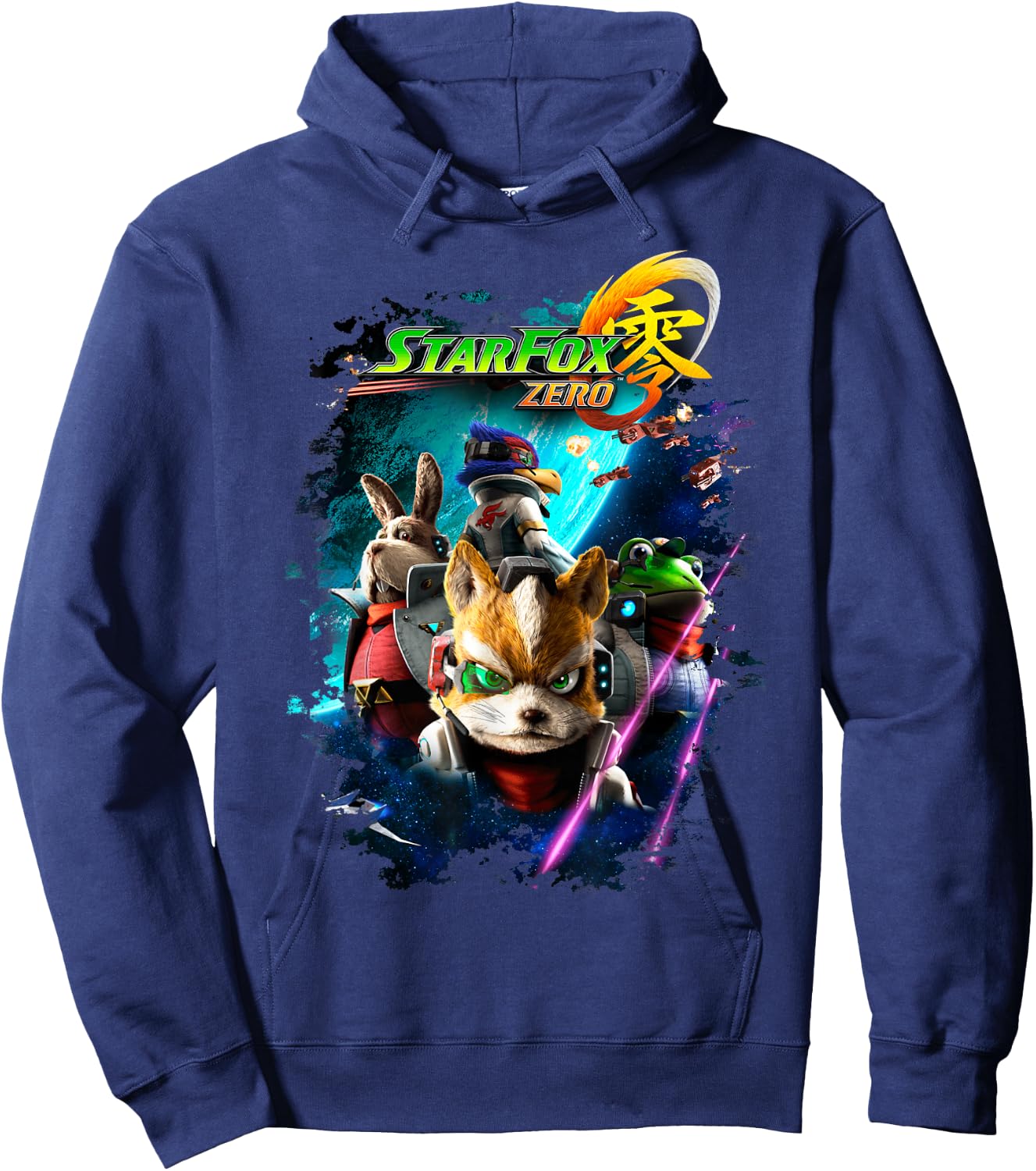 Star Fox Zero Logo Space Group Shot Shadow Graphic Hoodie - Hoodie | Navy