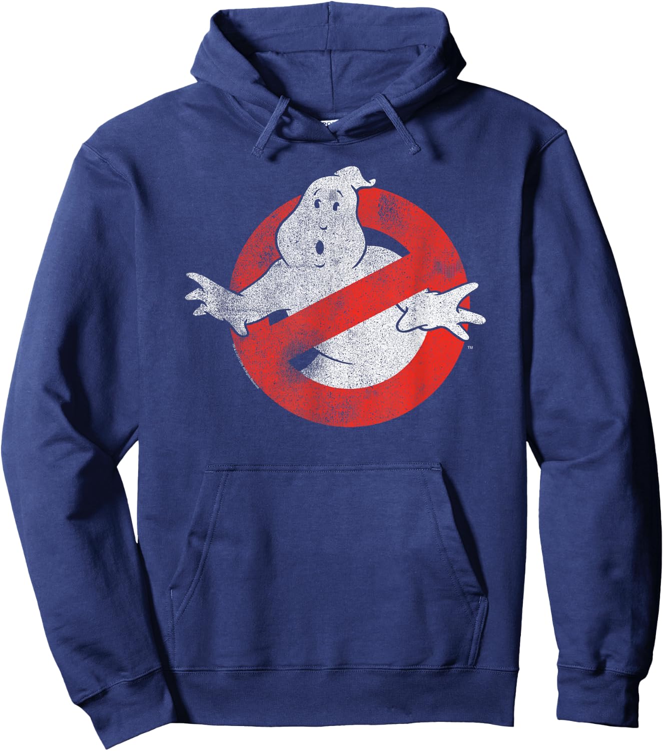 Ghostbusters Distressed No Ghost Logo Retro Movie Hoodie - Hoodie | Navy
