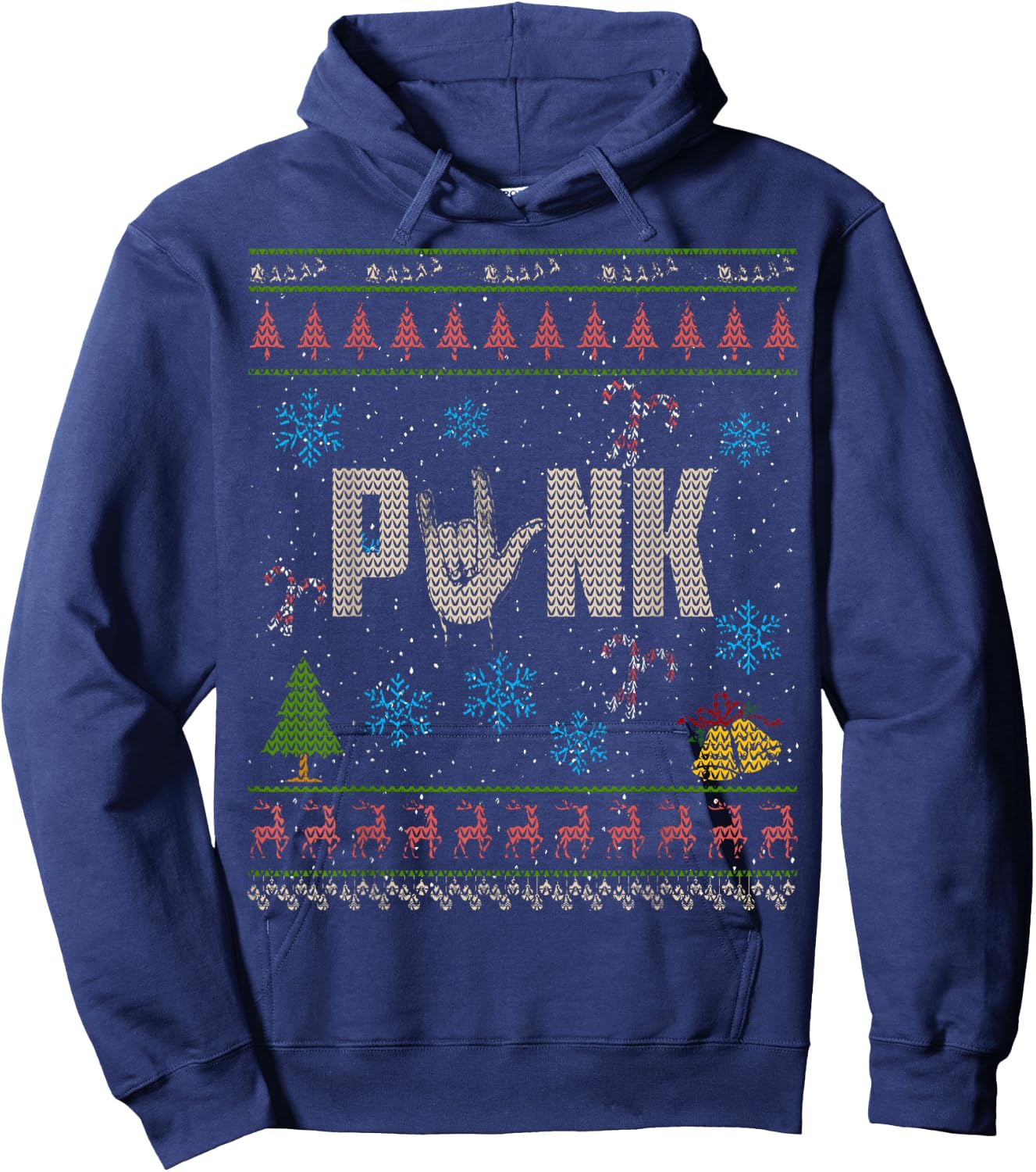 Punk Rock Christmas Ugly Shirt Punk Shirt Hoodie - Hoodie | Navy