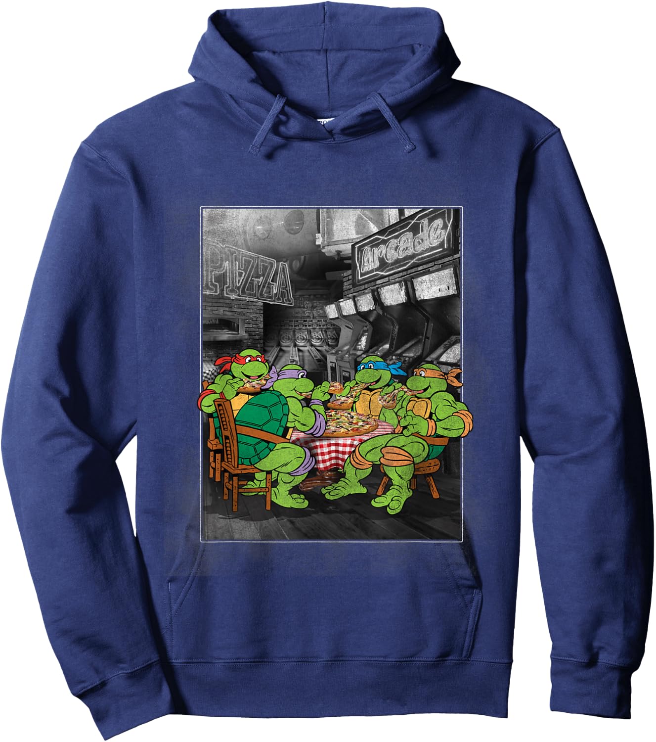 TMNT Photoreal Group Eating Pizza Hoodie - Hoodie | Navy