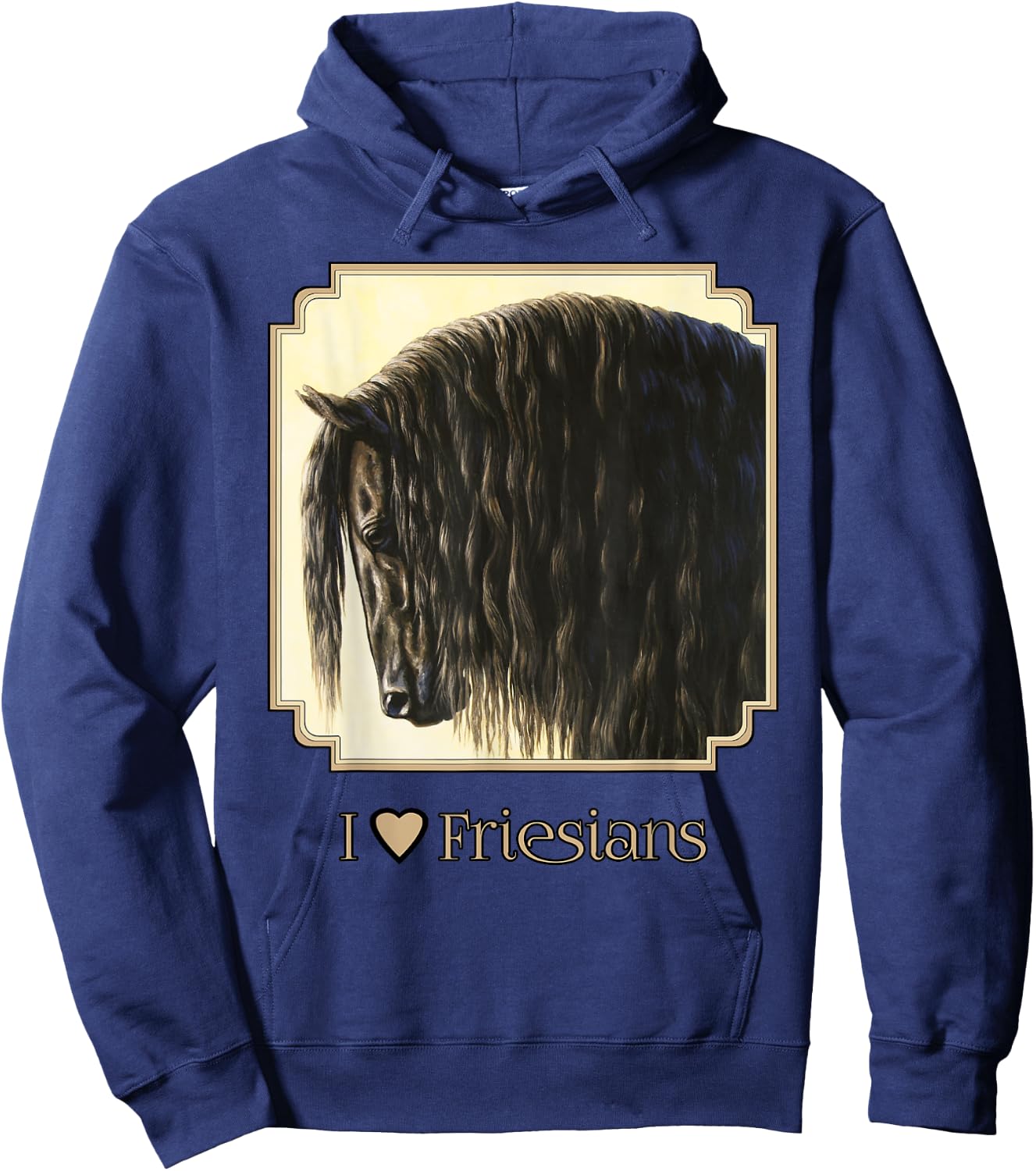 I Heart (Love) Friesians Beautiful Black Draft Horse Hoodie - Hoodie | Navy