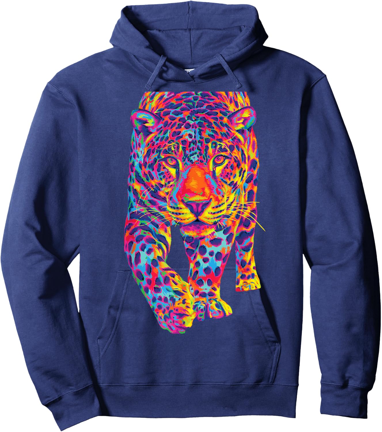 Rainbow Jaguar Abstract Colorful Cat Lover Hoodie - Hoodie | Navy