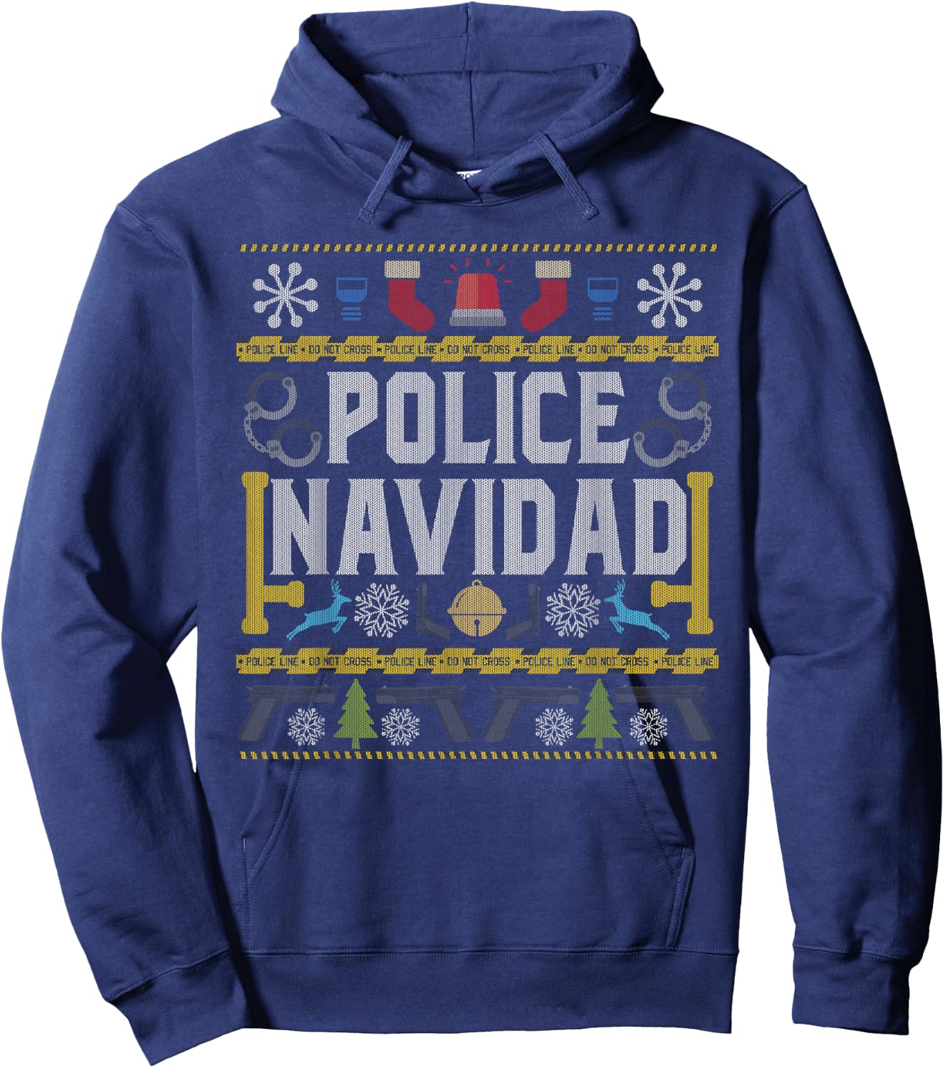 Ugly Sweater Police Navidad Christmas Novelty Hoodie - Hoodie | Navy