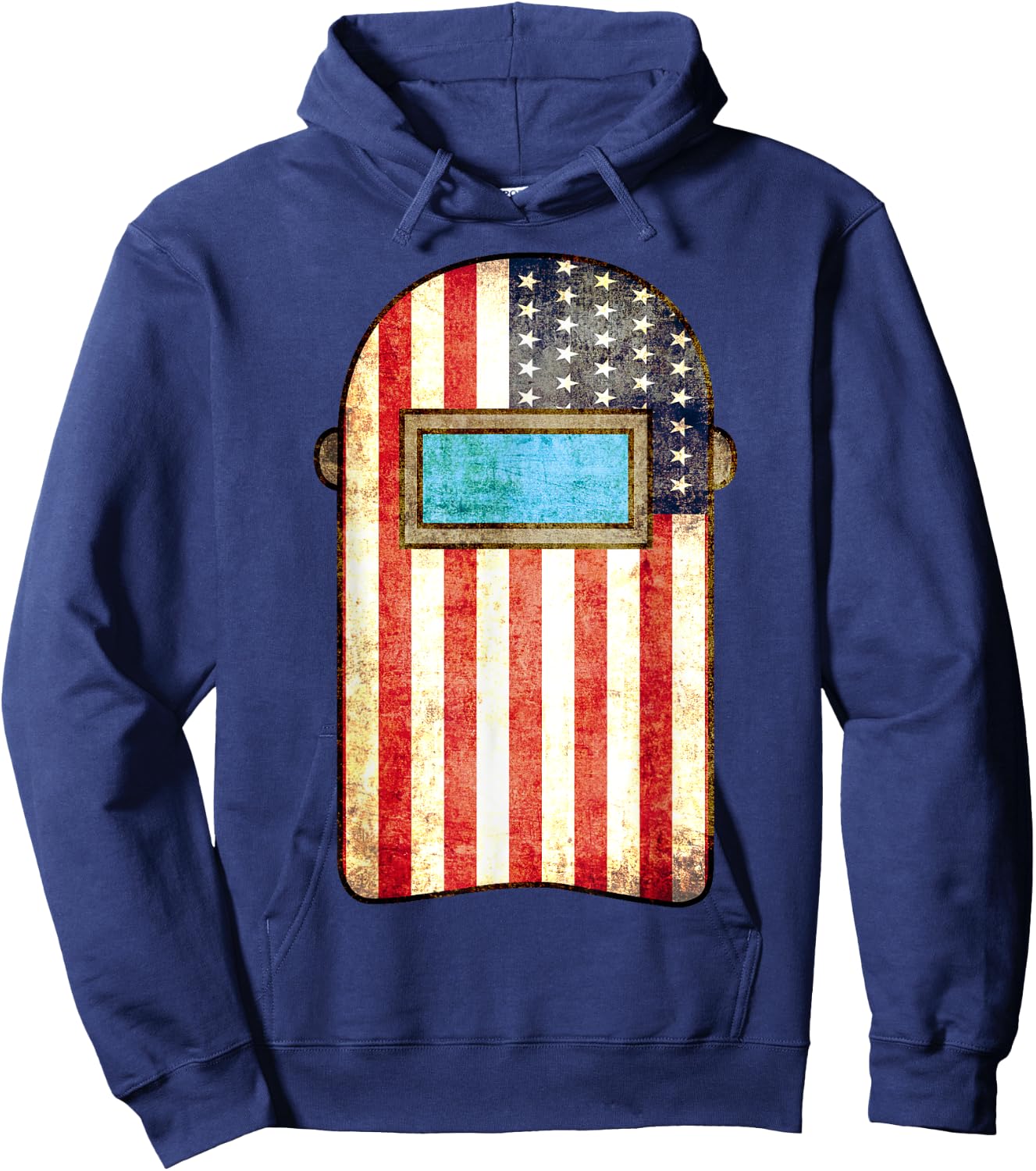 Vintage Welding USA Flag Funny US Welder 4th of July Outfit Hoodie - Hoodie | Navy