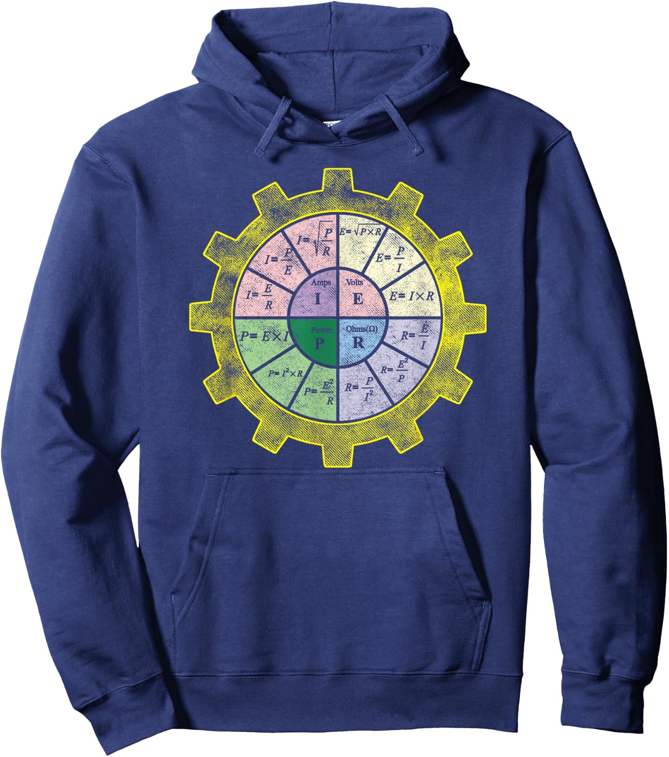 Ohms Law Shirt-Ohms Law Diagram-Electrical Engineer T Shirt Hoodie - Hoodie | Navy