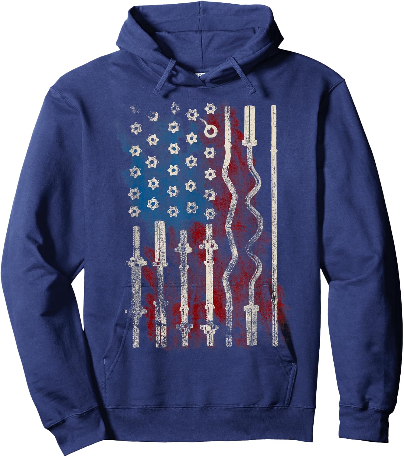 Patriotic American Flag Gym T Shirt for Weight Lifters Hoodie - Hoodie | Navy