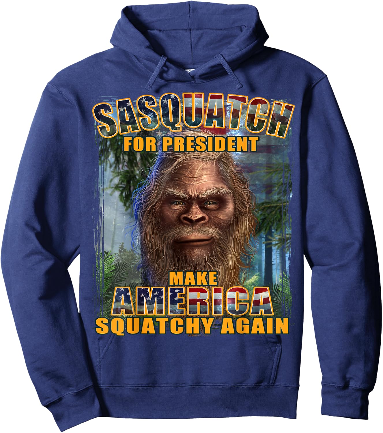 Funny Sasquatch For President - President Trump Hair Face Hoodie - Hoodie | Navy