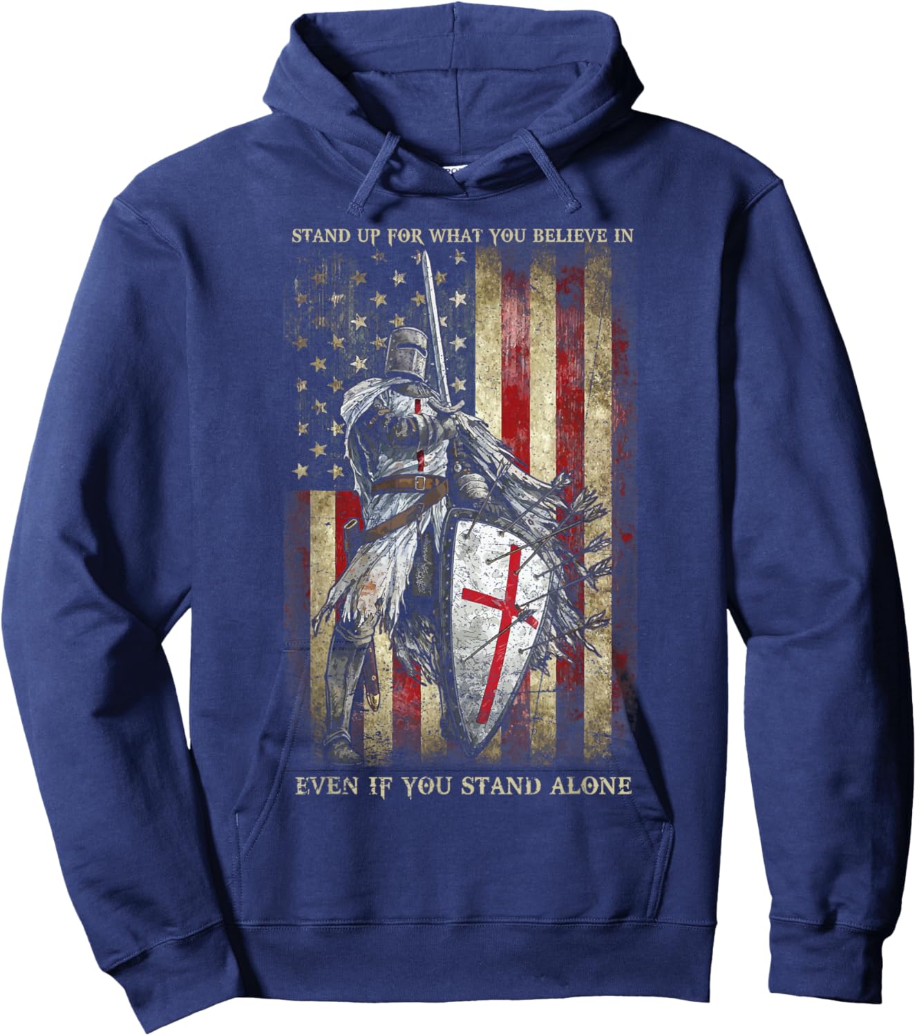 Stand Up for What You Believe in Knights Templar Flag US Hoodie - Hoodie | Navy