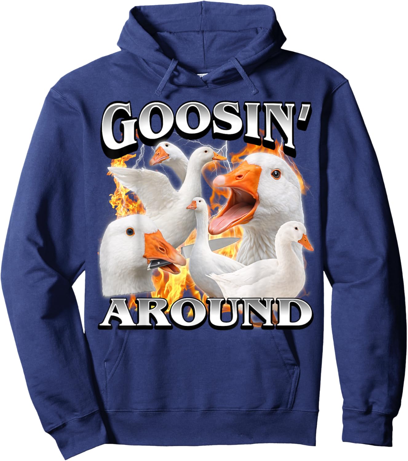 Goosing Around Funny Goose Meme Bootleg Men Women Hoodie - Hoodie | Navy