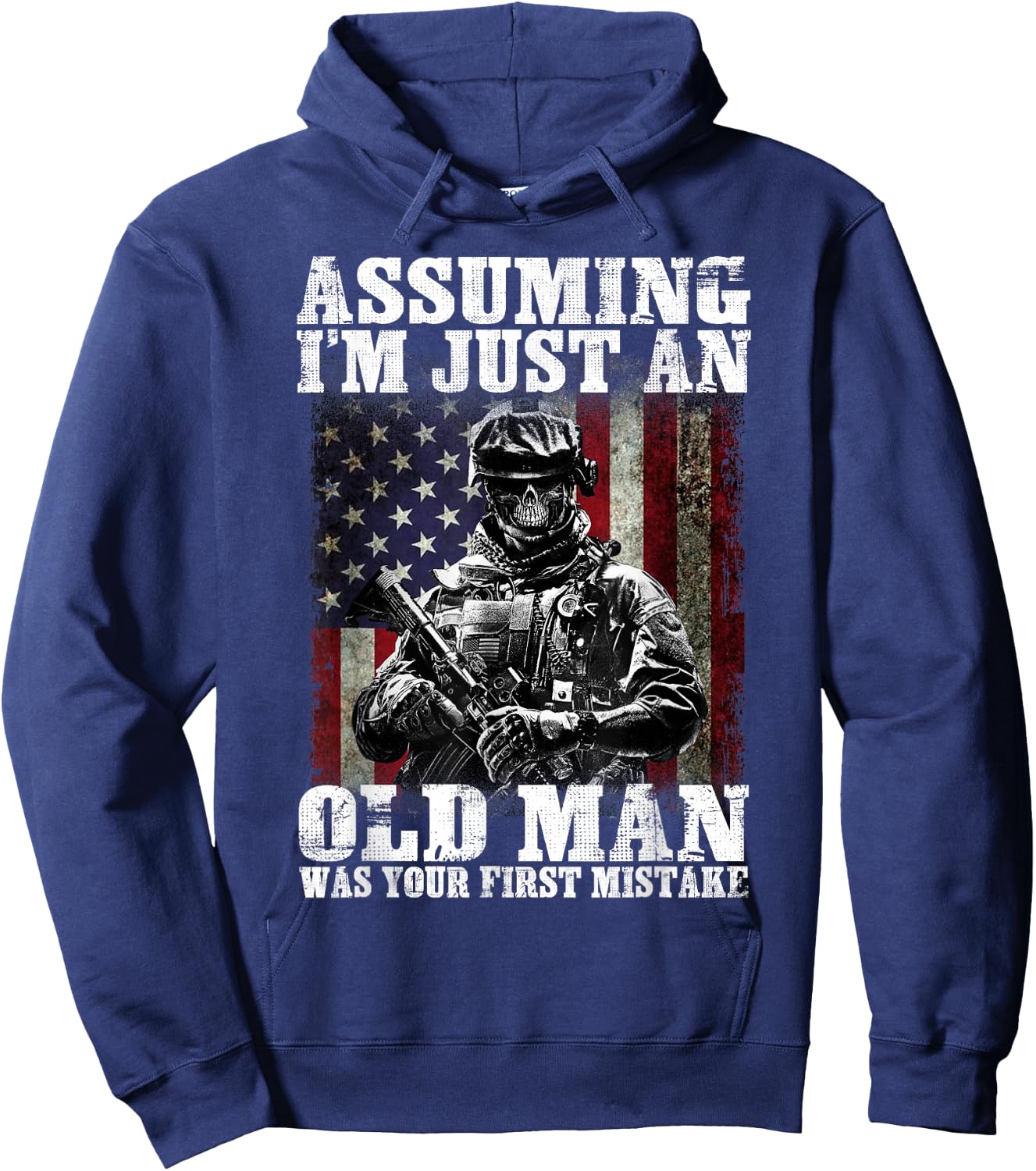 Assuming I'm just an old man was your first mistake veteran Hoodie - Hoodie | Navy