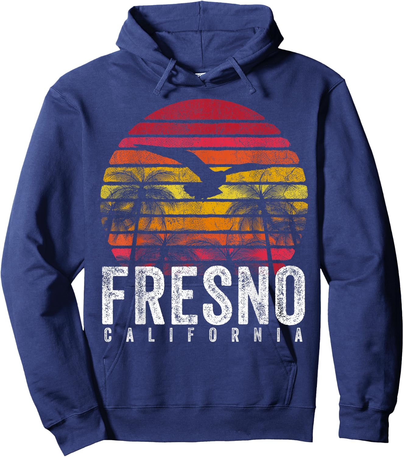 Fresno California CA Vintage Retro Distressed Style Gift Hoodie - Hoodie | Navy