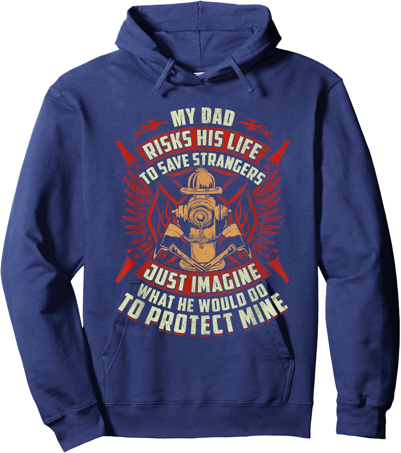 Fire Fighter Men Fireman Redline Gifts Shirts - Women's Firefighter Daughter - Black, Small Hoodie - Hoodie | Navy