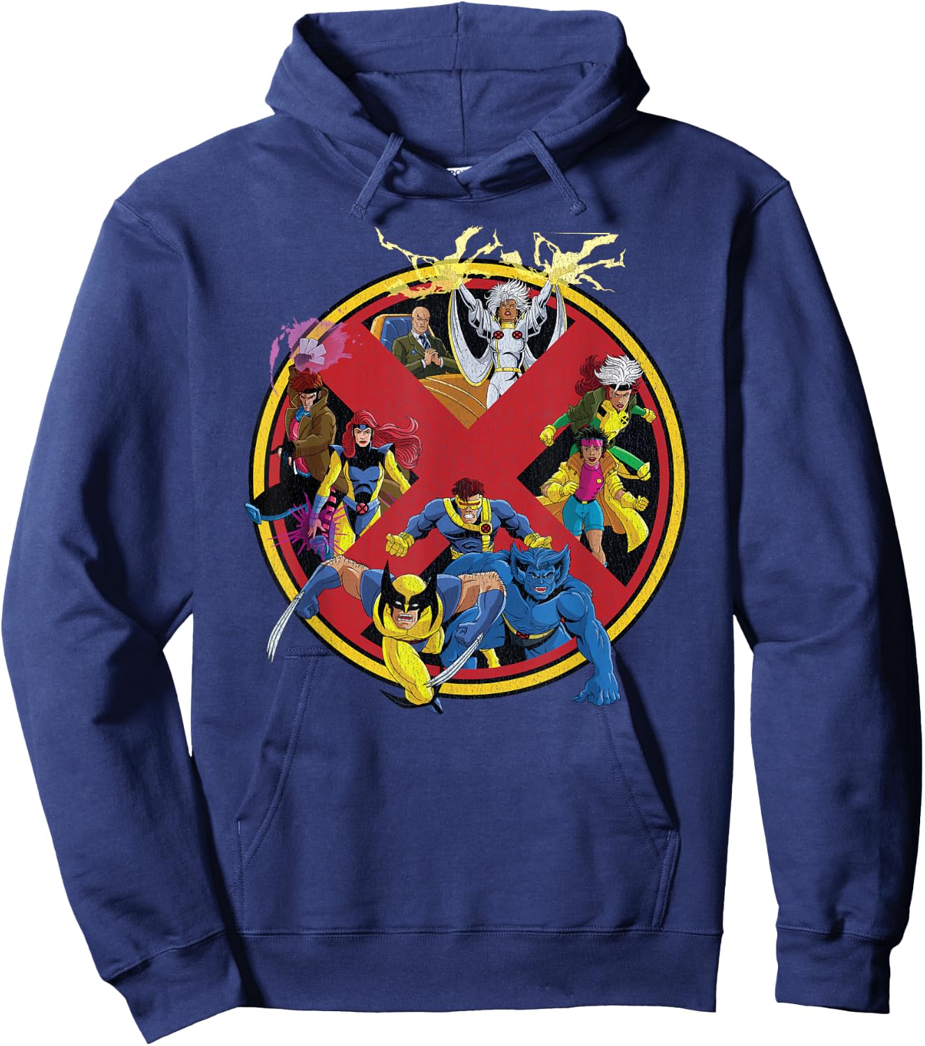 Marvel X-Men Animated Series Logo Retro 90s Hoodie - Hoodie | Navy