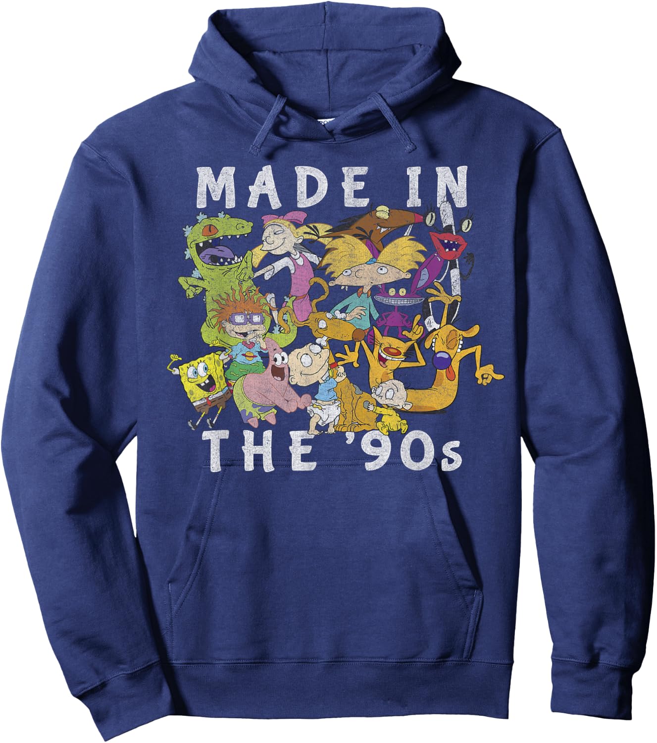 Nickelodeon Made in The 90's Faded Character Collage Hoodie - Hoodie | Navy