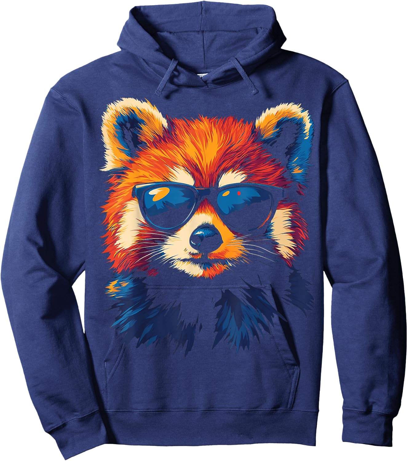 Red Panda Animal Motif Sunglasses Artwork Red Panda Hoodie - Hoodie | Navy