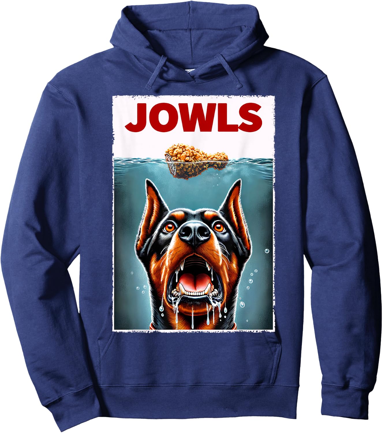 Funny Doberman Pinscher and Fried Chicken Parody Jowls Hoodie - Hoodie | Navy