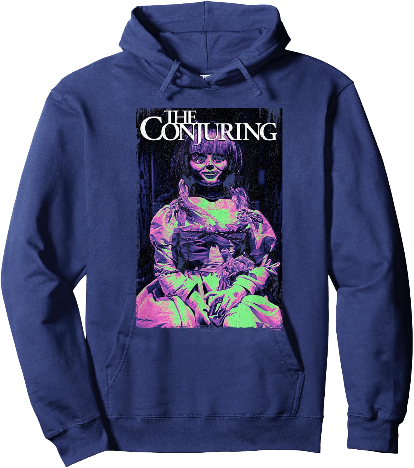 The Conjuring Iconic Annabelle Doll Distressed Big Poster Hoodie - Hoodie | Navy