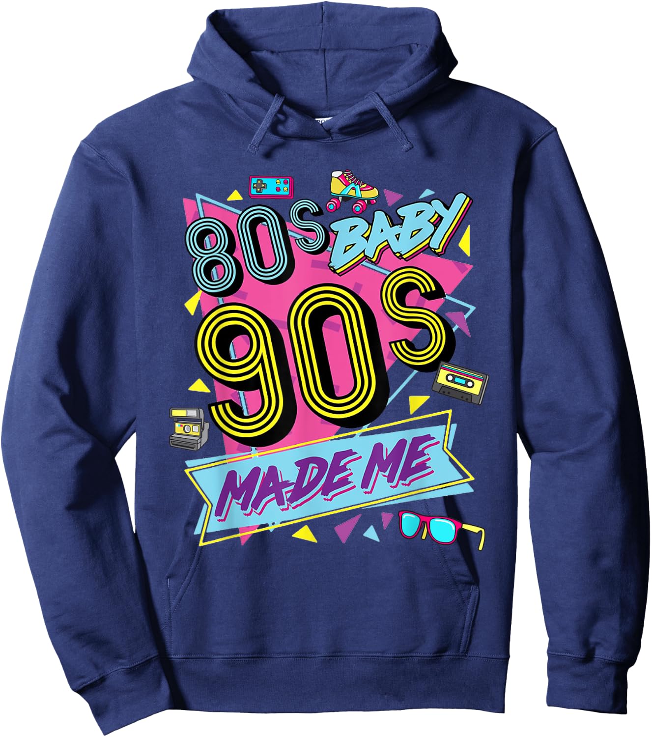 Vintage 1980s 80's Baby 1990s 90's Made Me Retro Nostalgia Hoodie - Hoodie | Navy