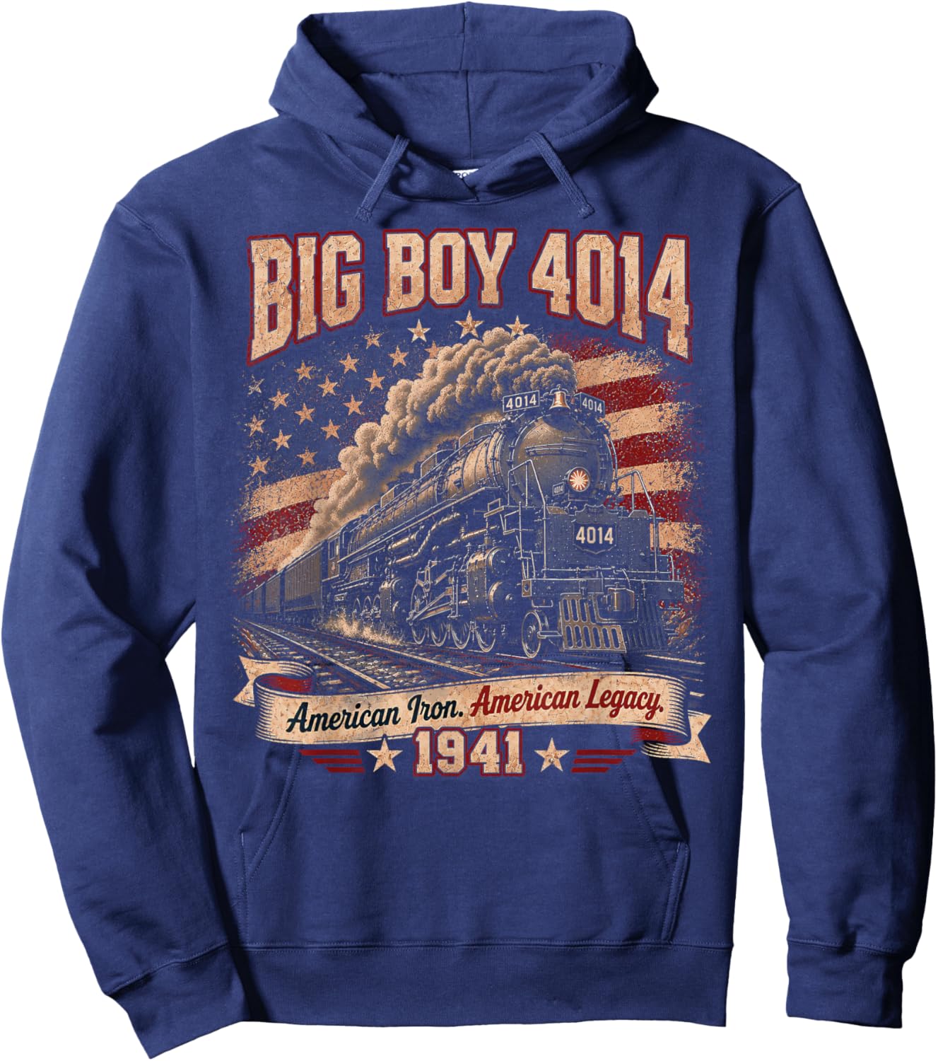 Big Boy 4014 Vintage Steam Locomotive Railroad Train Engine Hoodie - Hoodie | Navy