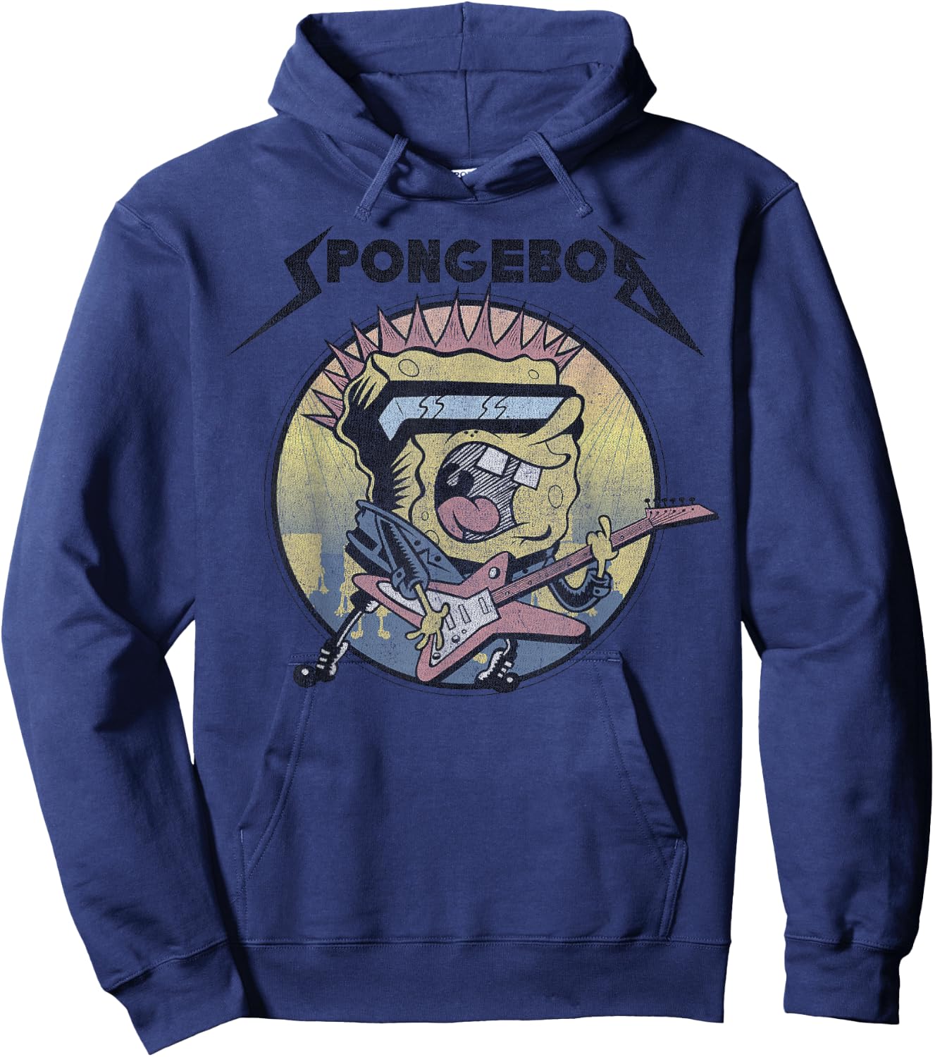 SpongeBob SquarePants Heavy Metal Rock Short Sleeve Hoodie - Hoodie | Navy