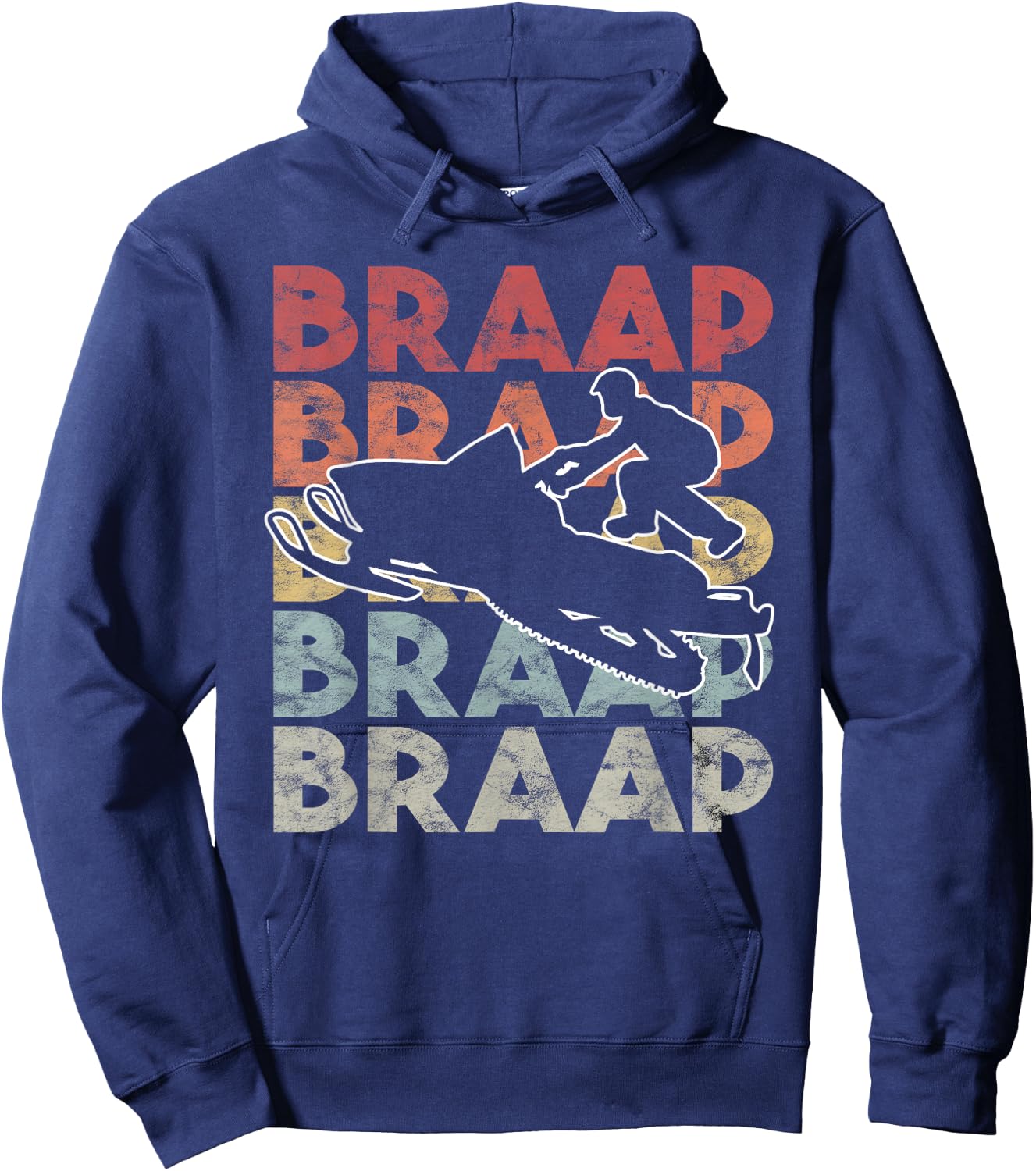 Vintage Braap Snowmobile I Retro Snow Sled Gift Hoodie - Hoodie | Navy