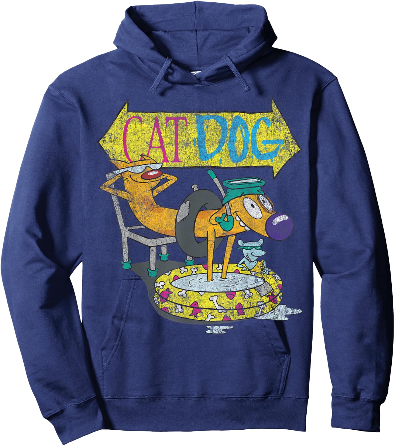 Nickelodeon CatDog Chilling By The Pool Graphic Hoodie - Hoodie | Navy
