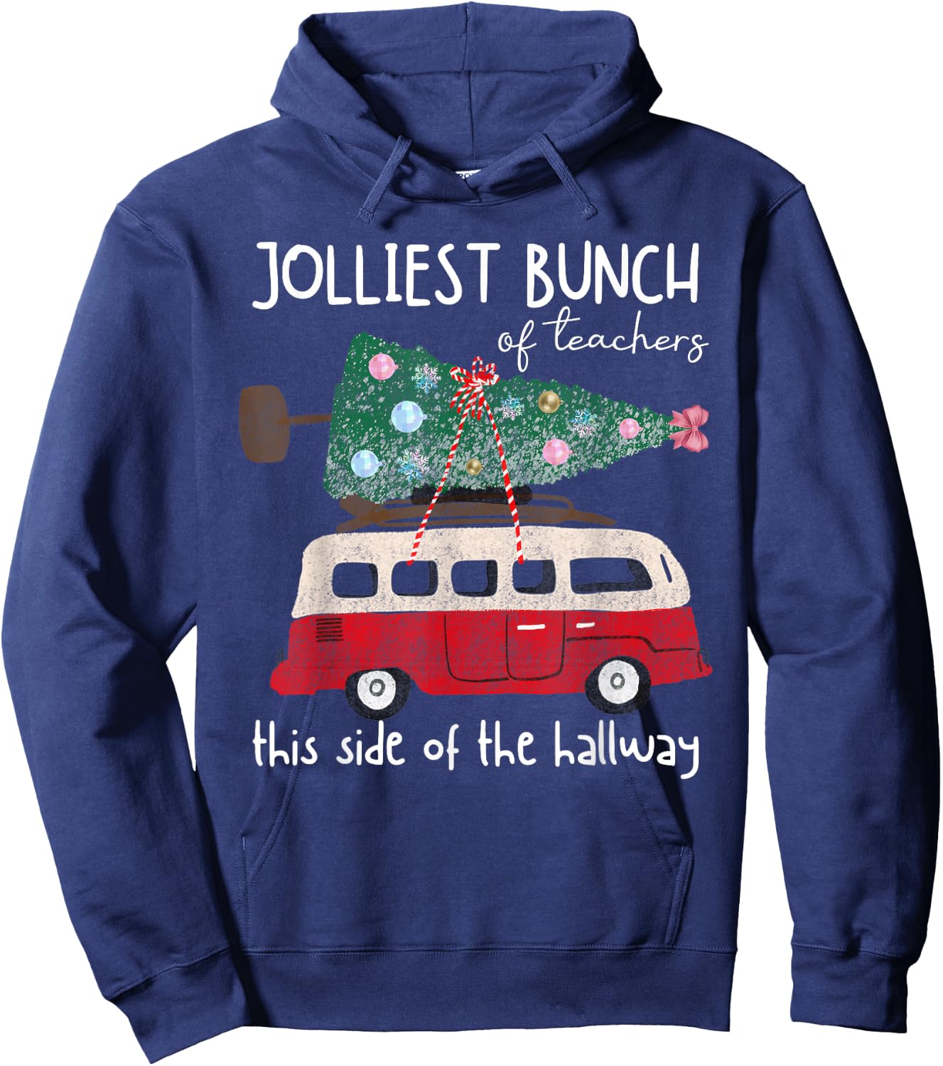 Jolliest Bunch Of Teachers This Side Of The Hallway Xmas Hoodie - Hoodie | Navy