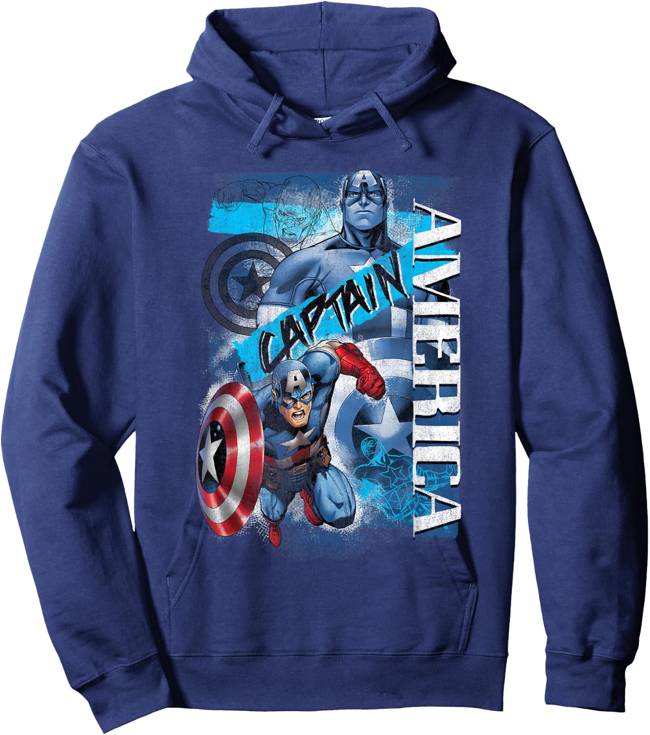 Marvel Avengers Vintage Captain America Logo Collage Hoodie - Hoodie | Navy
