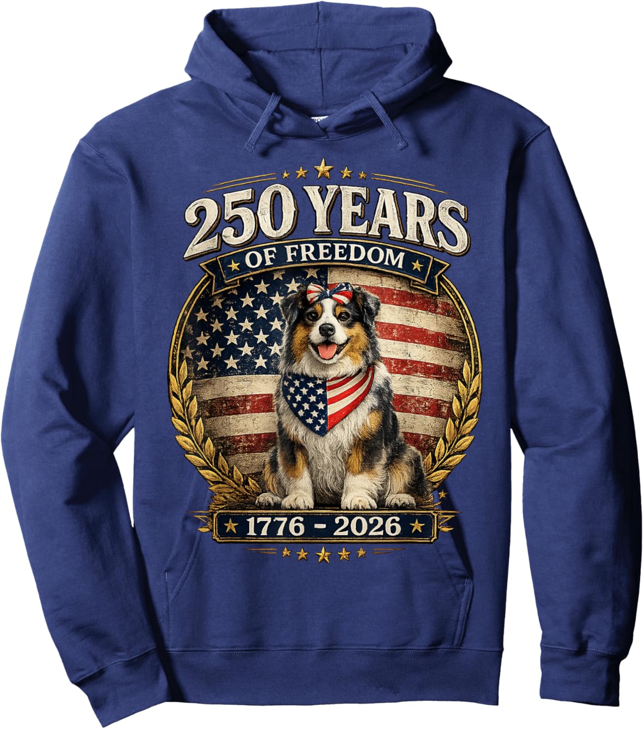 250 Years America Anniversary Australian Shepherd Hoodie - Hoodie | Navy
