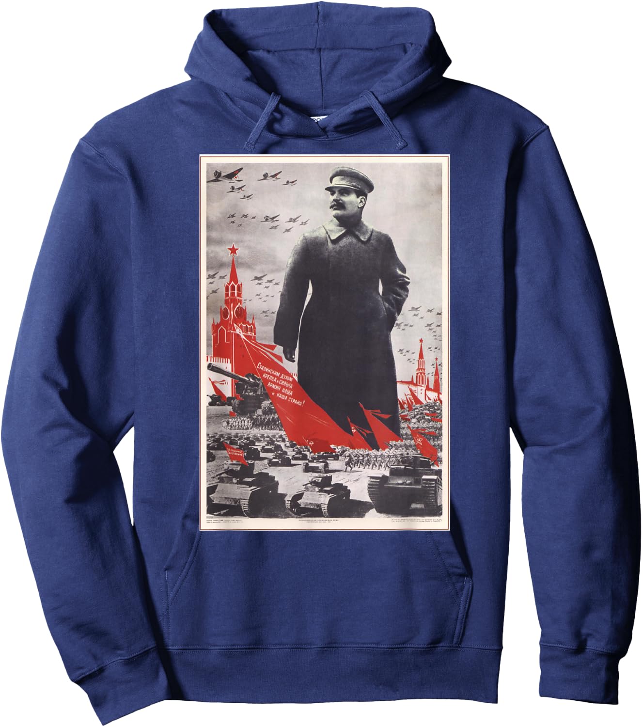 Propaganda Apparel Joseph Stalin Vintage USSR Retro Soviet Poster Hoodie - Hoodie | Navy